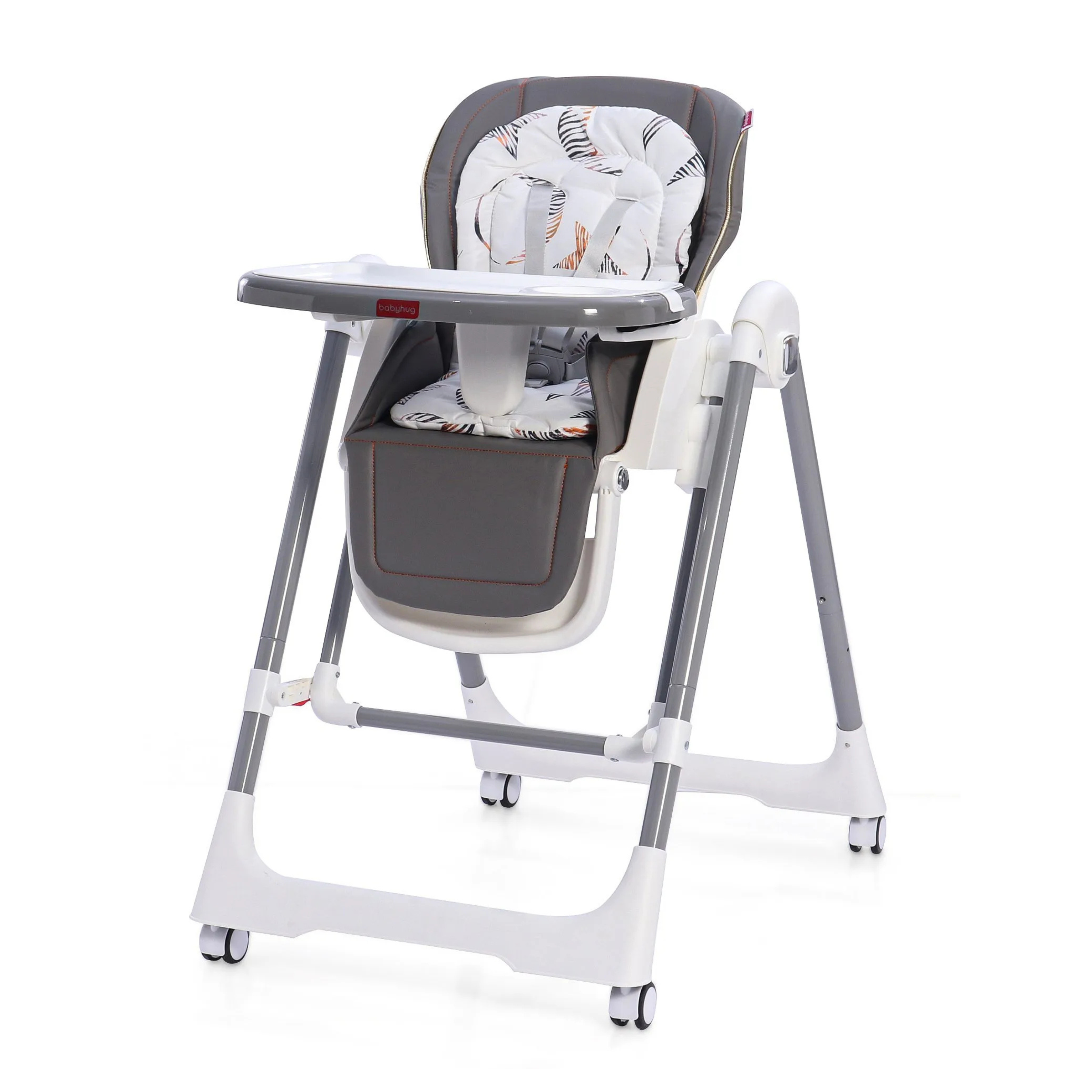 Apple Baby Smart 3-in-1 High Chair with Swing for Baby, Adjustable Height, Dual Tray, Reclinable Backrest & Footrest Feeding Chair for 6 Months - 5 Years Kids - Grey