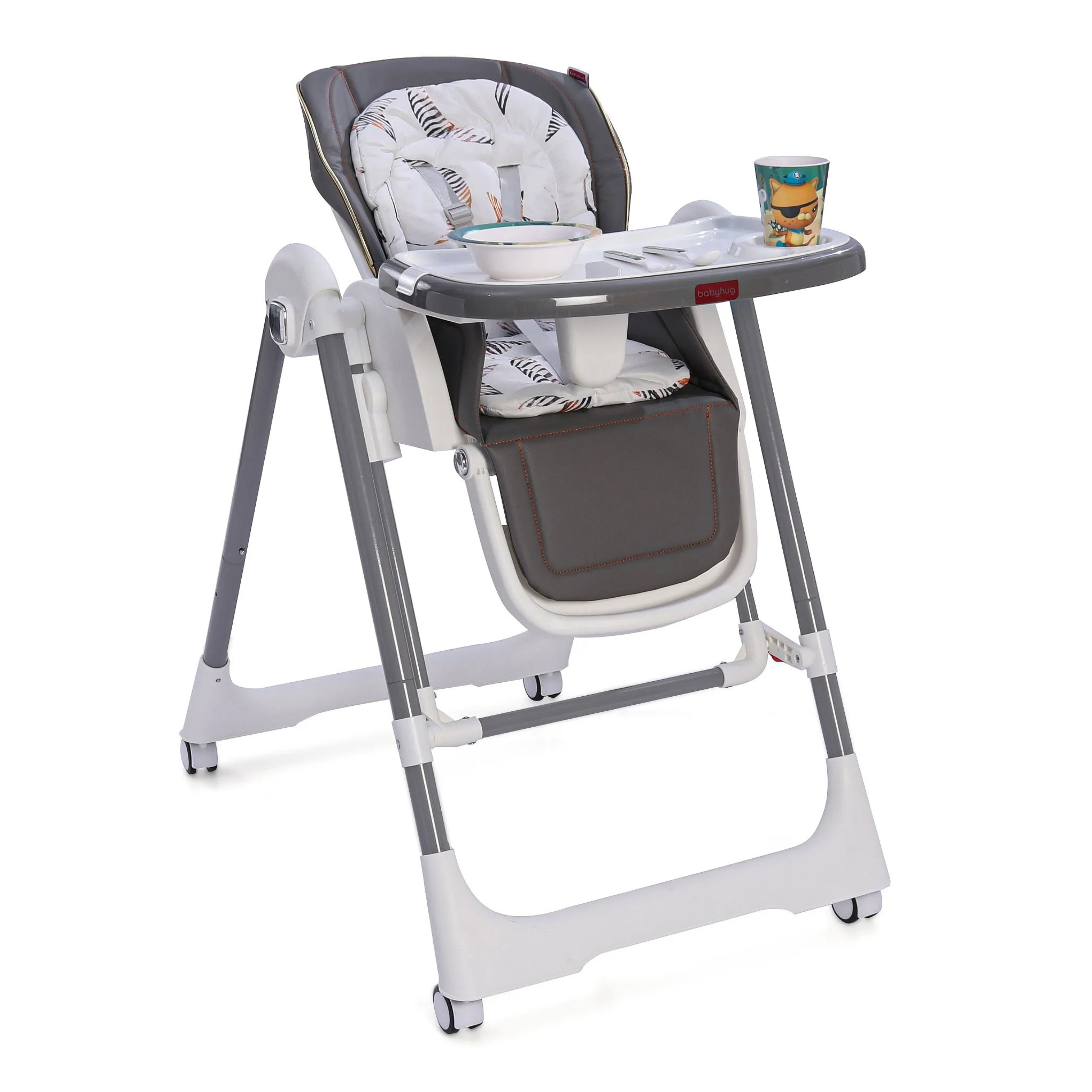 Apple Baby Smart 3-in-1 High Chair with Swing for Baby, Adjustable Height, Dual Tray, Reclinable Backrest & Footrest Feeding Chair for 6 Months - 5 Years Kids - Grey