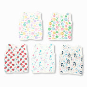Combo Pack : Muslin Button Type Jablas | Muslin Front Button Top For Babies (pack of 5)