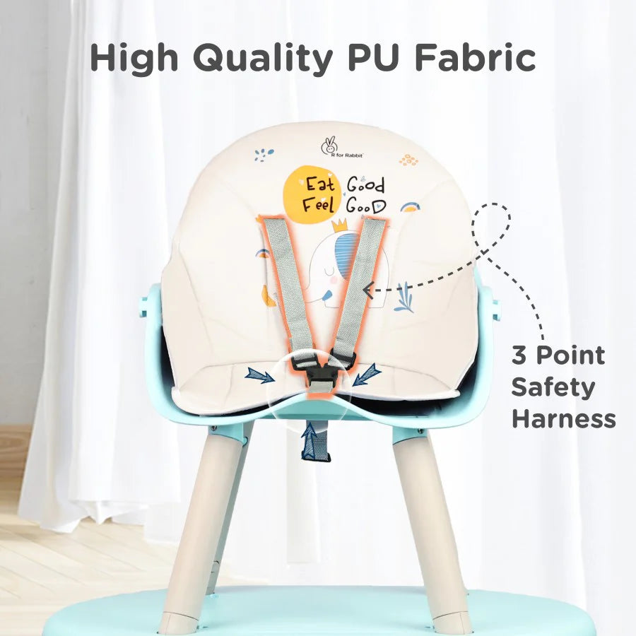 R for Rabbit Cherry Berry Tusky High Chair For Kids 3-in-1 Convertible with Detachable & Adjustable Food Tray