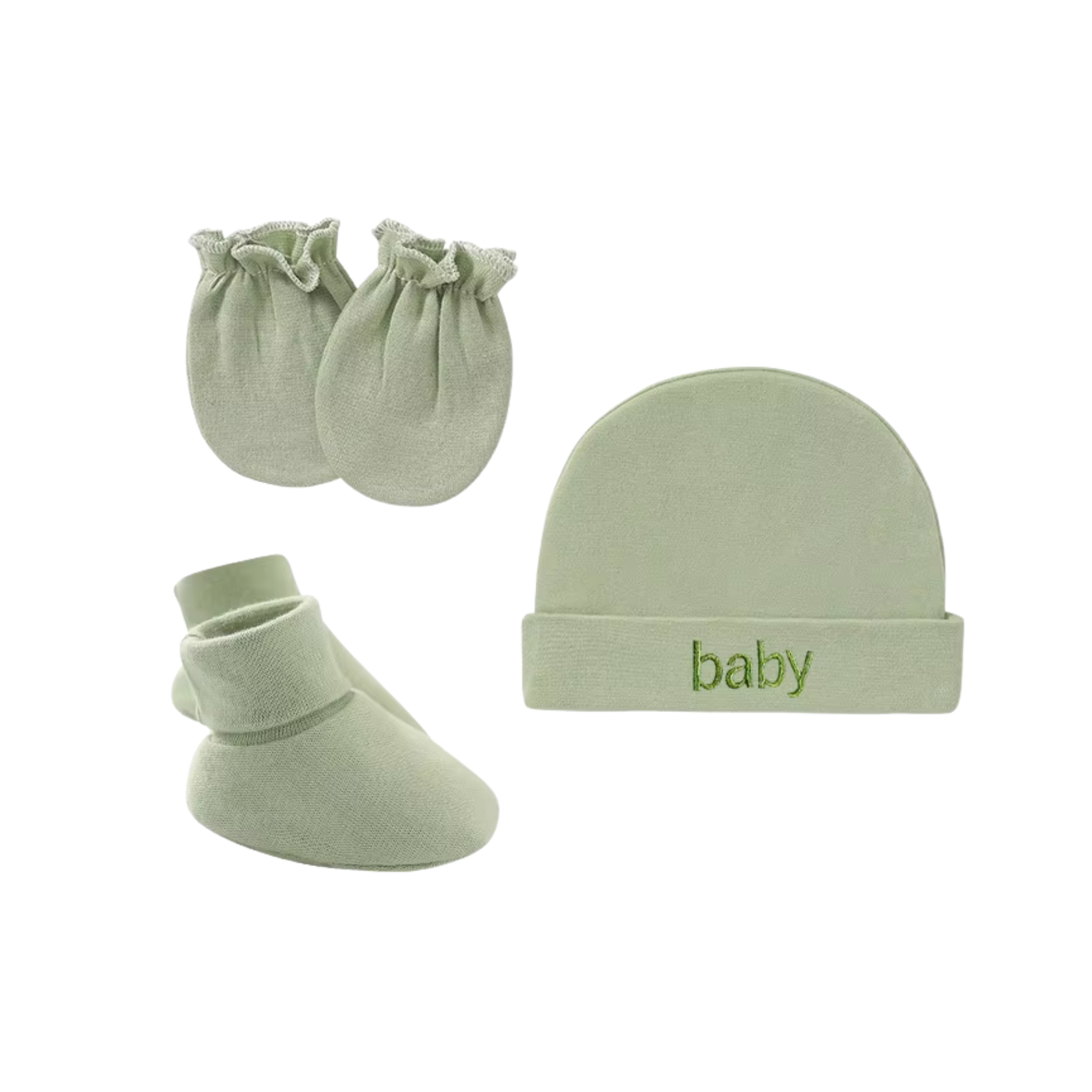 Mittens, Booties, Caps Set
