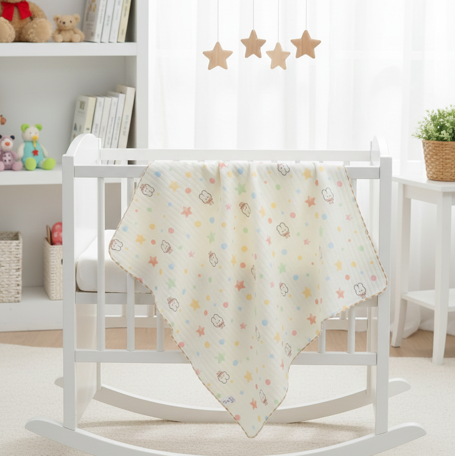 Organic 100% Cotton Baby Muslin Blanket Cloth | Ultra-Soft & Breathable | 85×85 cm | Newborn–12 Months babee D