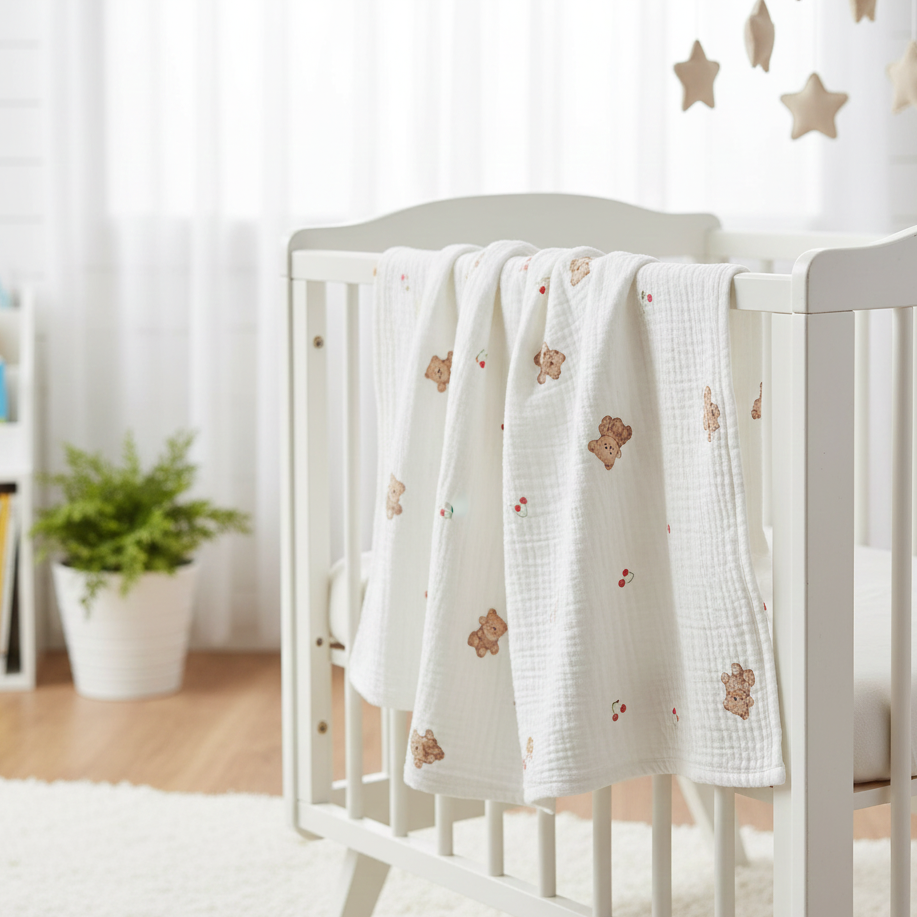 Organic 100% Cotton Baby Muslin Blanket Cloth | Ultra-Soft & Breathable | 85×85 cm | Newborn–12 Months babee D