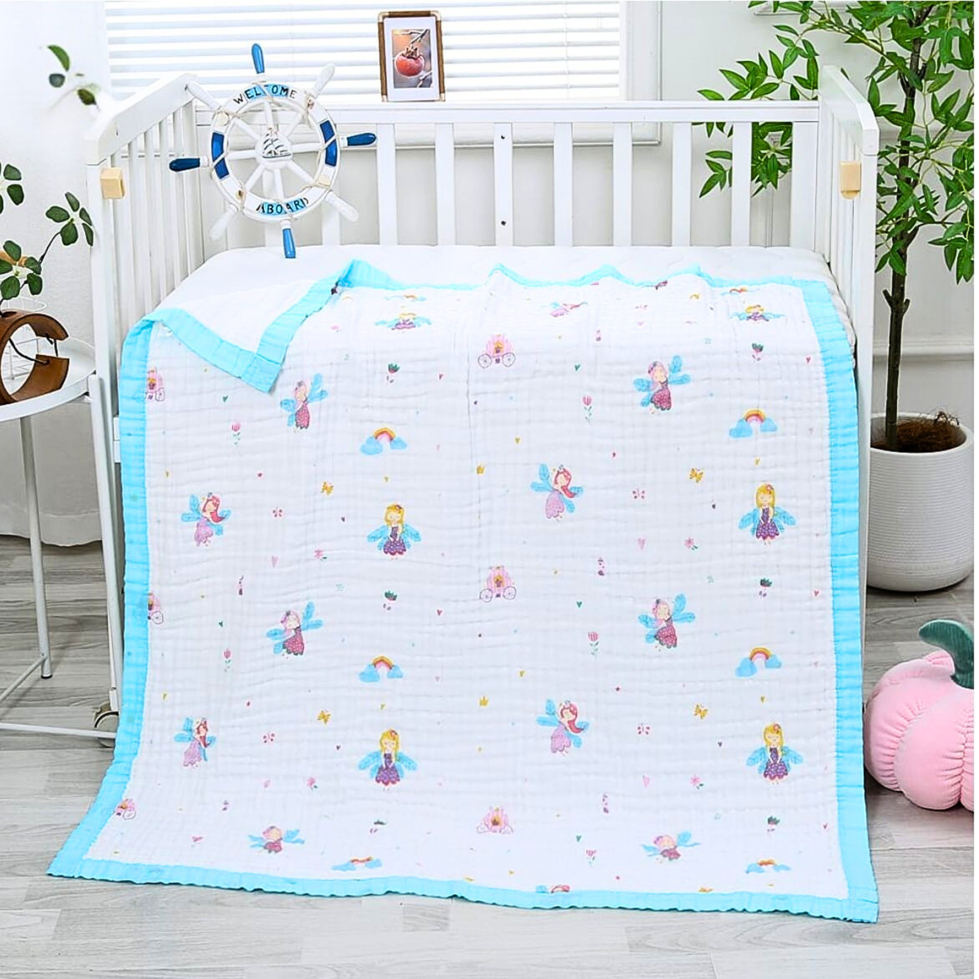 Organic 100% Cotton 6 layer Baby Muslin Blanket Cloth | Ultra-Soft & Breathable | 110×110 cm | Newborn–12 Months babee D