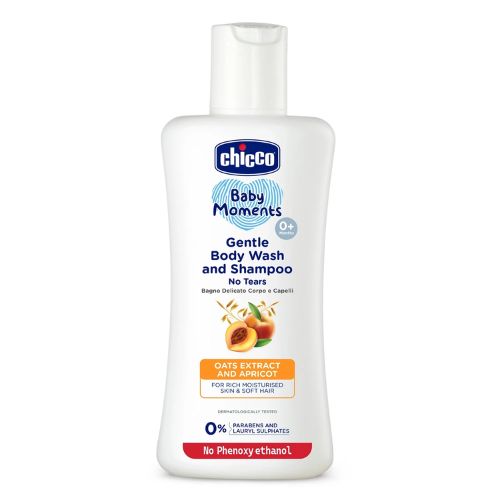 Chicco Baby Body Wash & Shampoo with Oats Extract & Apricot | Mild, Tear-Free 2-in-1 Cleanser