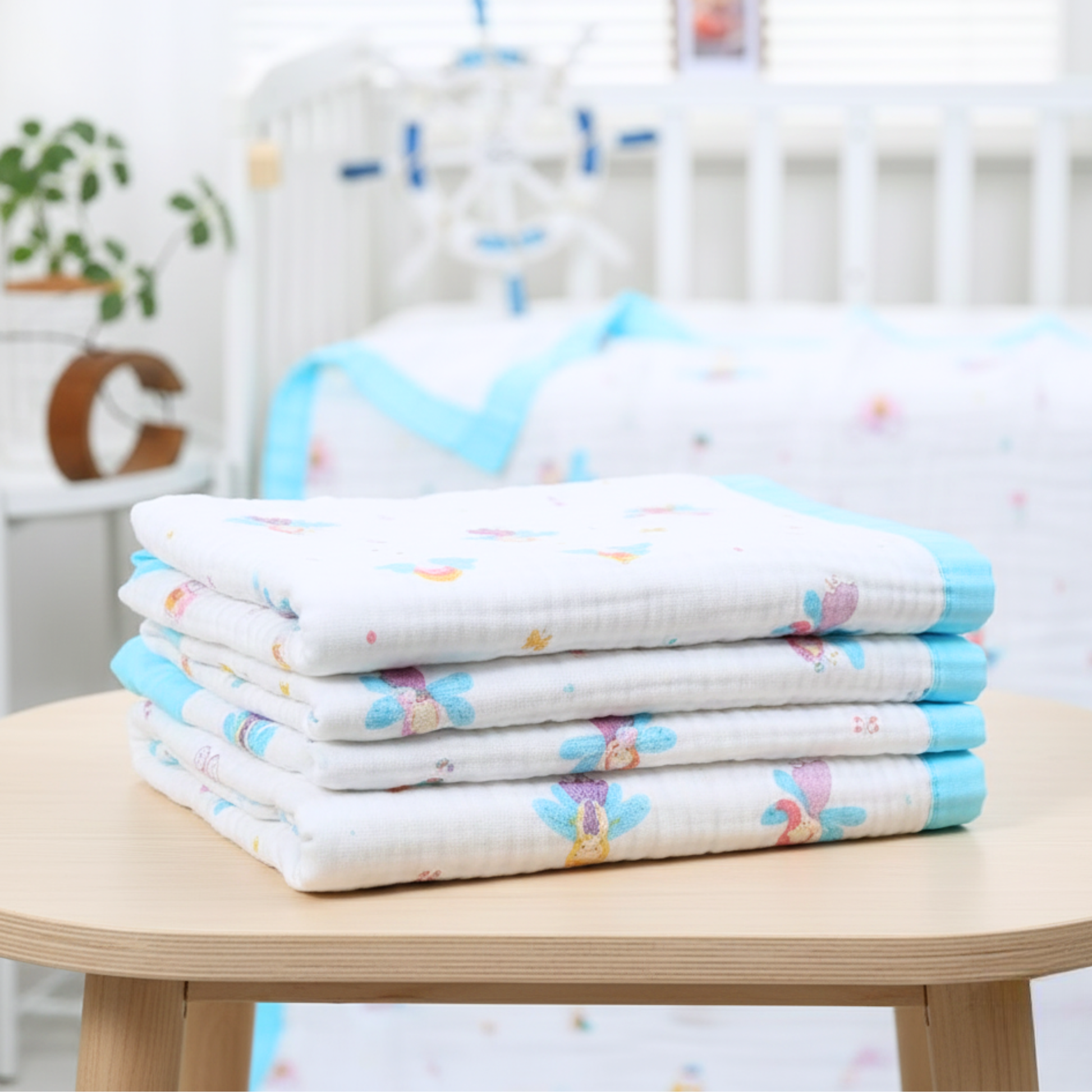 Organic 100% Cotton 6 layer Baby Muslin Blanket Cloth | Ultra-Soft & Breathable | 110×110 cm | Newborn–12 Months babee D