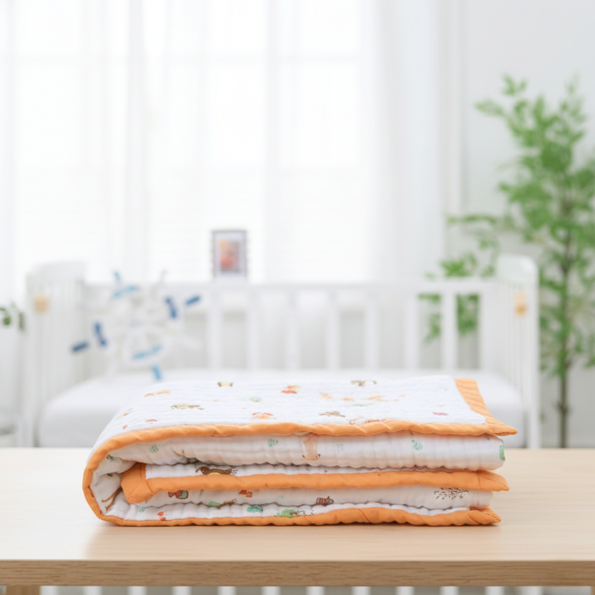 Organic 100% Cotton 6 layer Baby Muslin Blanket Cloth | Ultra-Soft & Breathable | 110×110 cm | Newborn–12 Months babee D