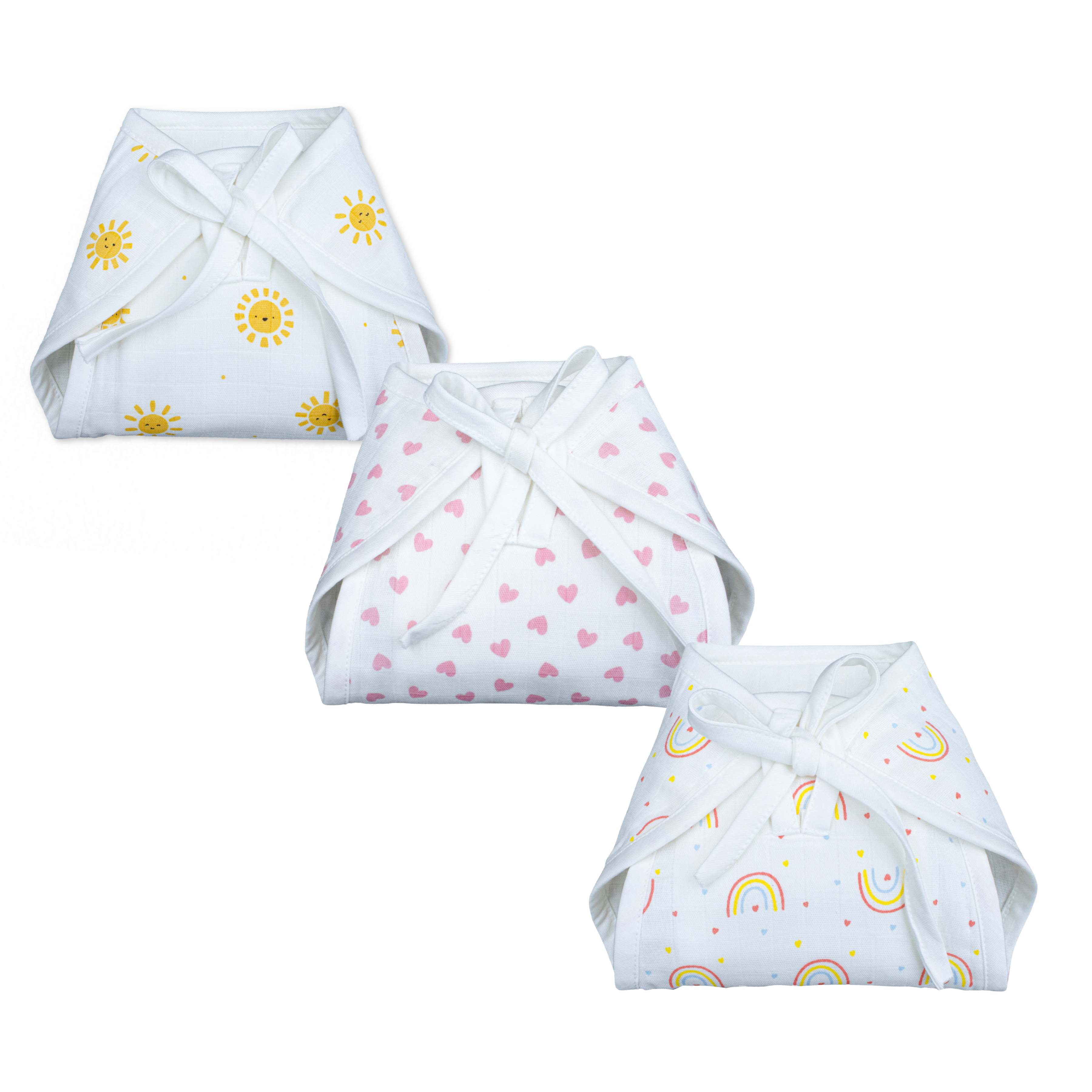 Muslin 5 layer Padded Nappy Set for Baby | 100% Cotton Soft & Reusable Langot | 5 Layer Washable Cloth Diapers for Newborns & Infants (Pack of 3)