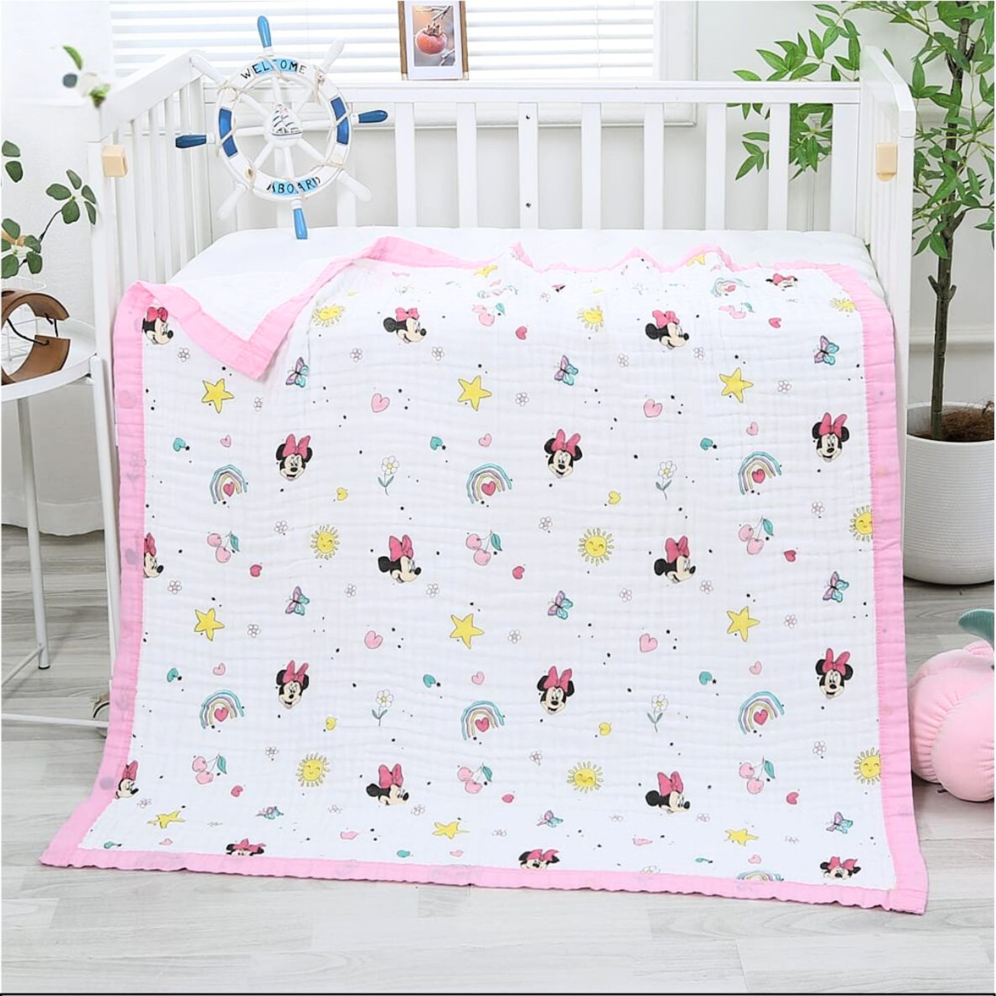 Organic 100% Cotton 6 layer Baby Muslin Blanket Cloth | Ultra-Soft & Breathable | 110×110 cm | Newborn–12 Months babee D
