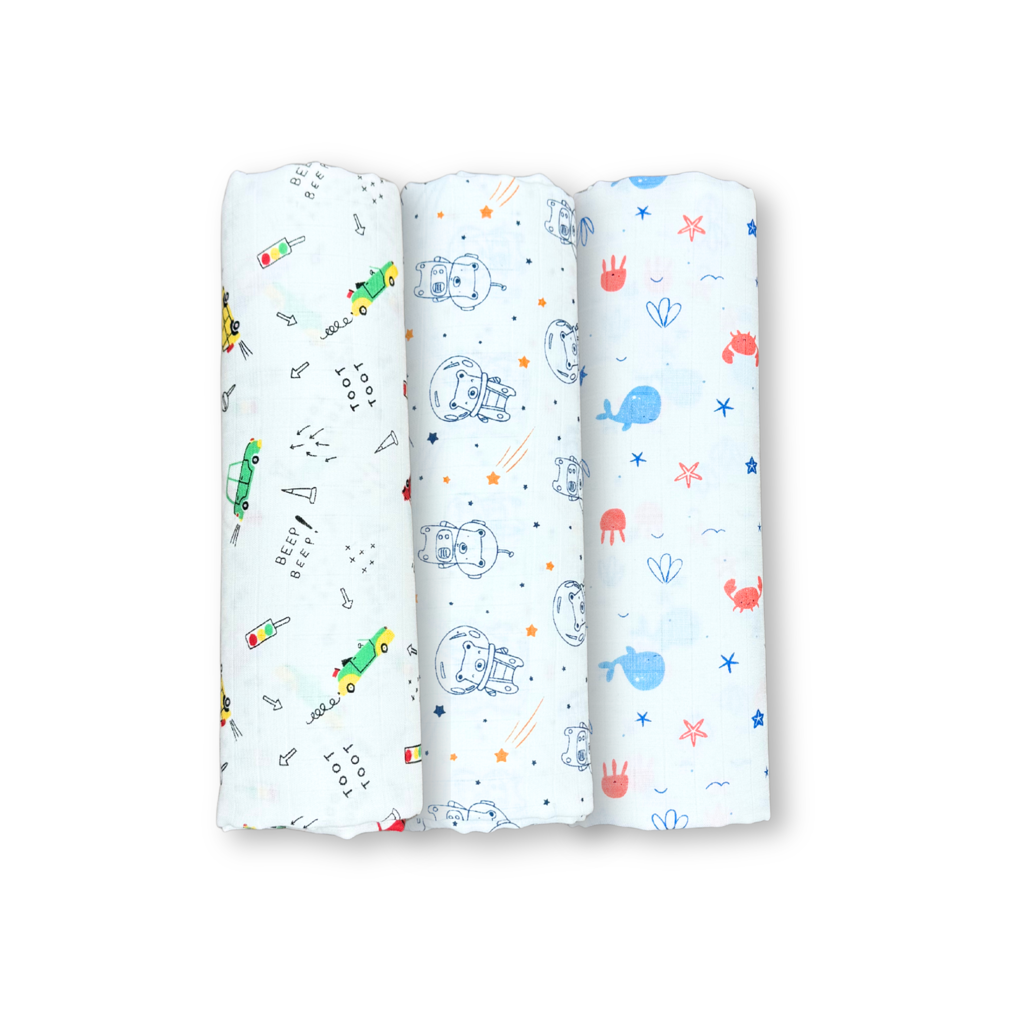 Organic 100% Cotton Baby Muslin Swaddle Cloth | Ultra-Soft & Breathable | 110×110 cm | Newborn–12 Months | Pack of 3 babee D