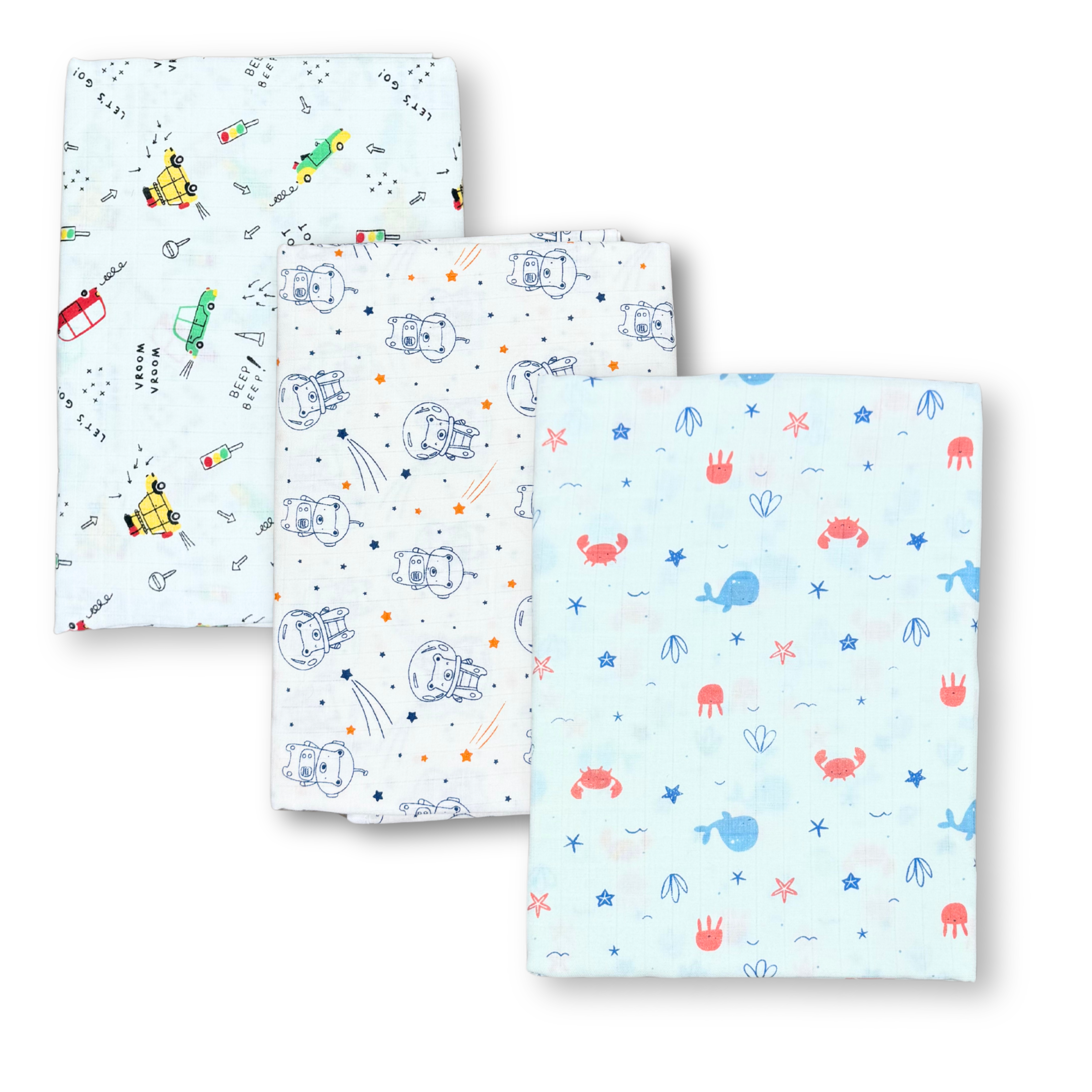 Organic 100% Cotton Baby Muslin Swaddle Cloth | Ultra-Soft & Breathable | 110×110 cm | Newborn–12 Months | Pack of 3 babee D