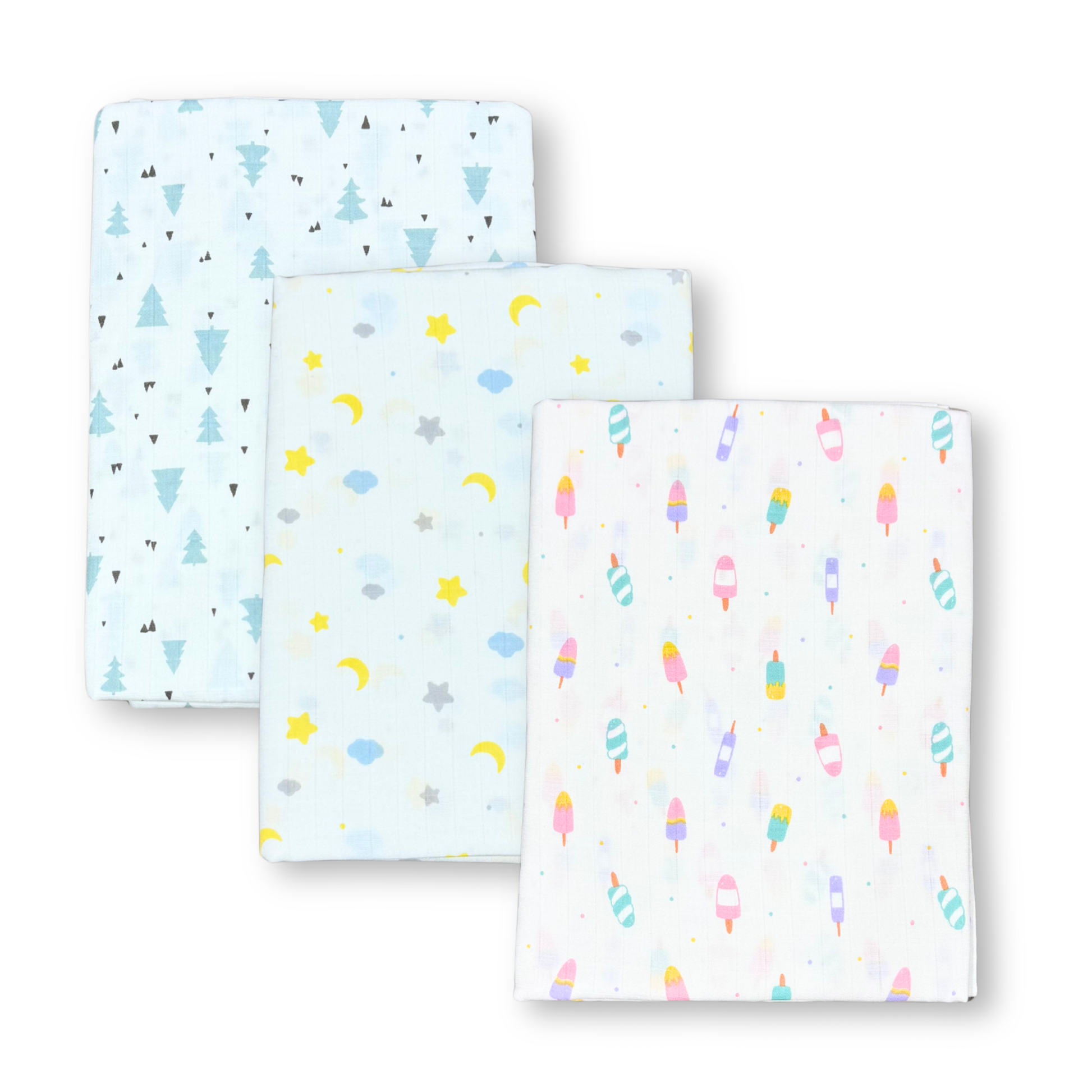 Organic 100% Cotton Baby Muslin Swaddle Cloth | Ultra-Soft & Breathable | 110×110 cm | Newborn–12 Months | Pack of 3 babee D