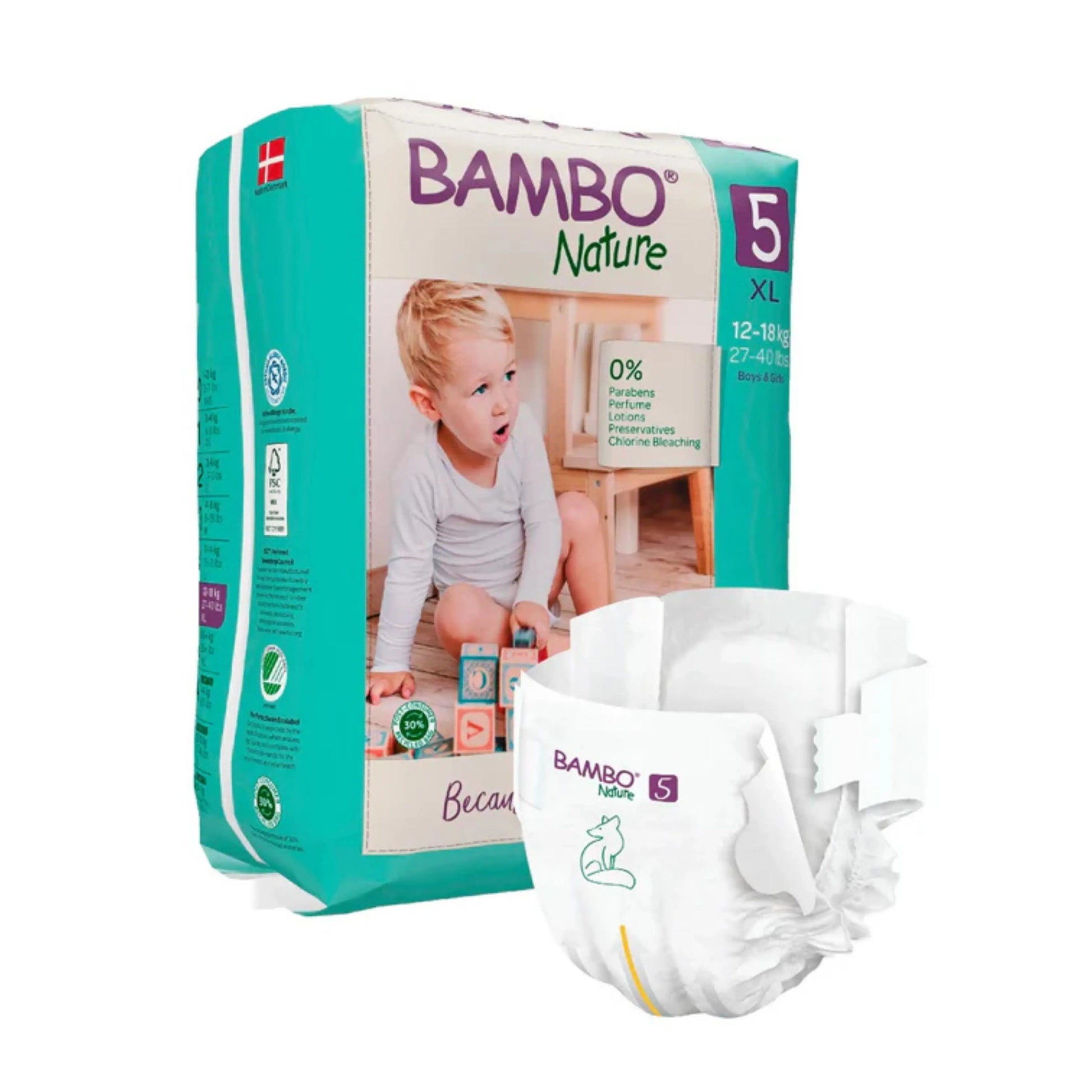 Bambo Nature Monthly Box - Skin Friendly Tape Style Diapers (size - 5) - Extra Large ( Pack Of 6 ) Giggles Funskool