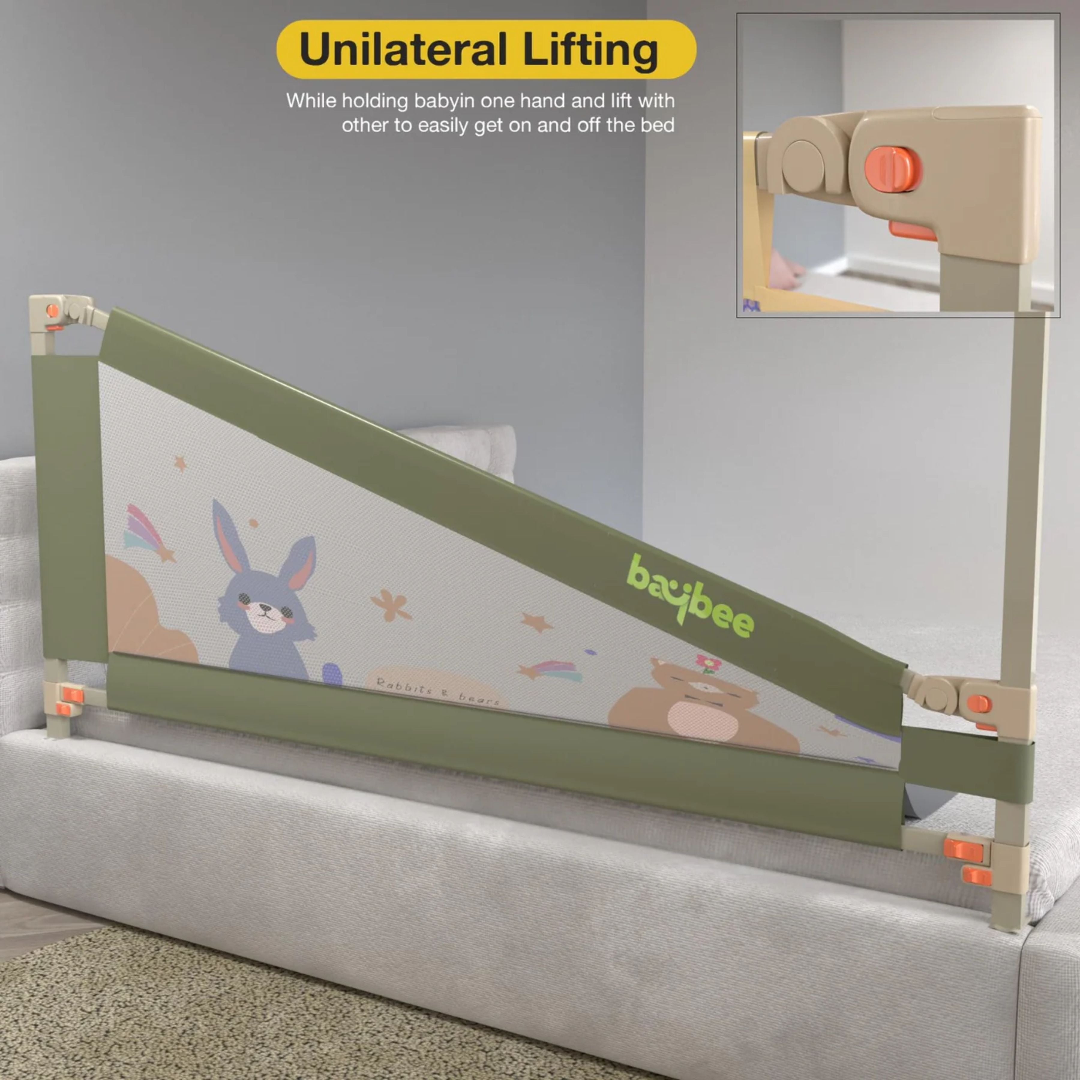 Baby Bed Rail Guard for Toddlers Safety (180 x 80 cm) – Foldable Bed Safety Guard with Breathable Mesh, Strong Frame & Easy Installation for Kids Protection