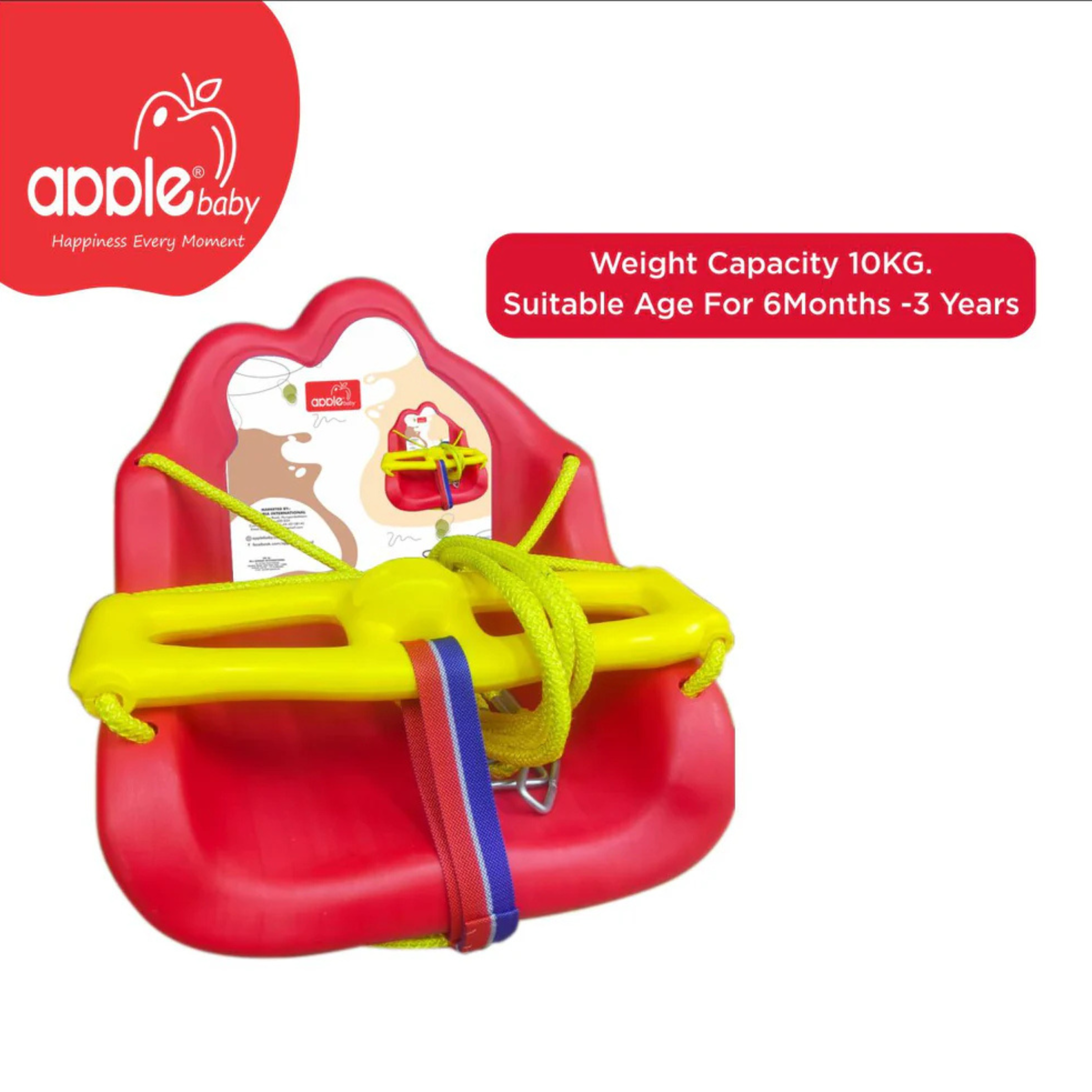 Apple Baby Swing for Kids - 3-in-1 Wave Adjustable Baby Swing Toy for Indoor and Outdoor - for Boys and Girls of Age (6 Months +) (Red)