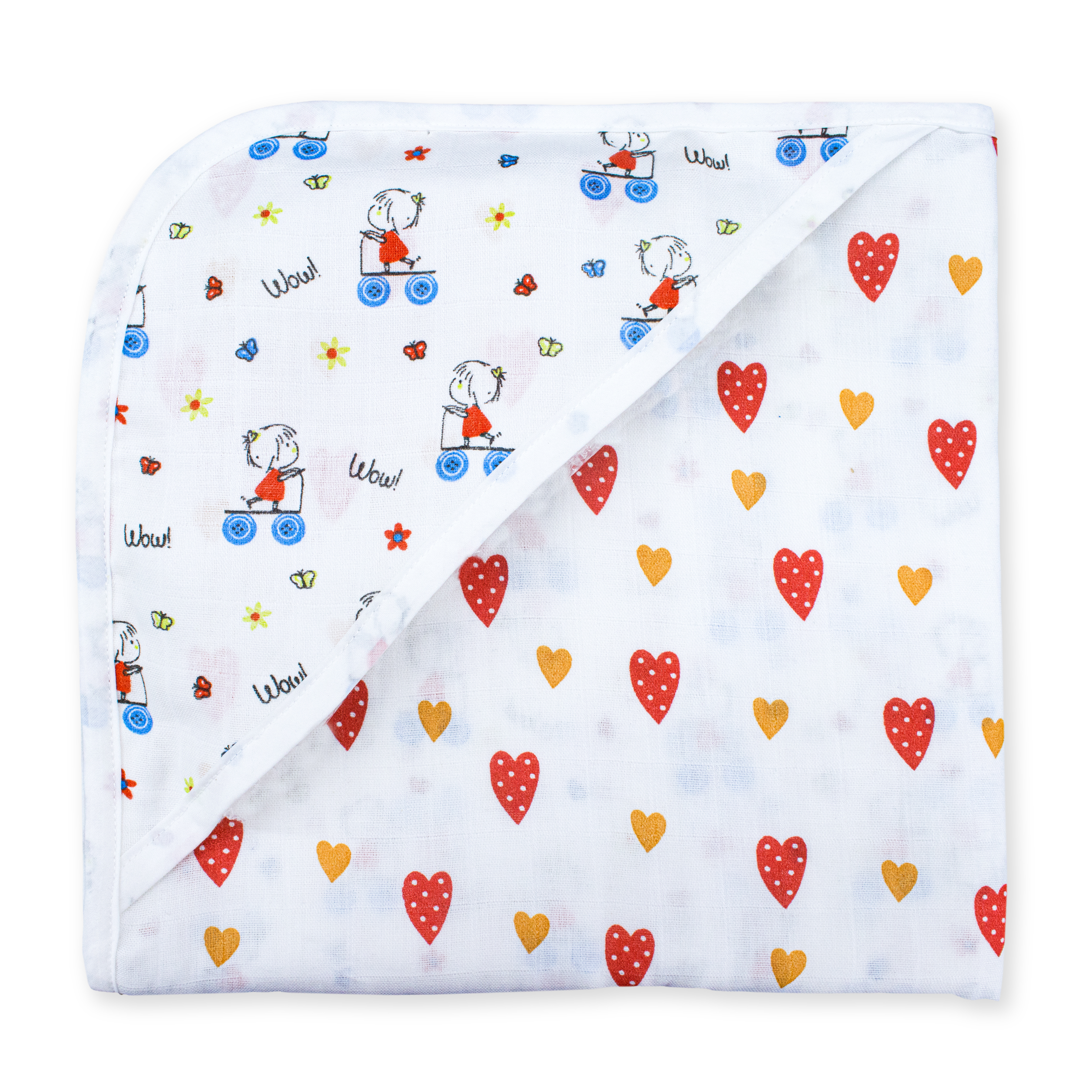 Muslin Baby Hooded Towel 75x75 cm – Ultra Soft Cotton Muslin Newborn Bath Towel with Hood | Lightweight, Breathable & Gentle