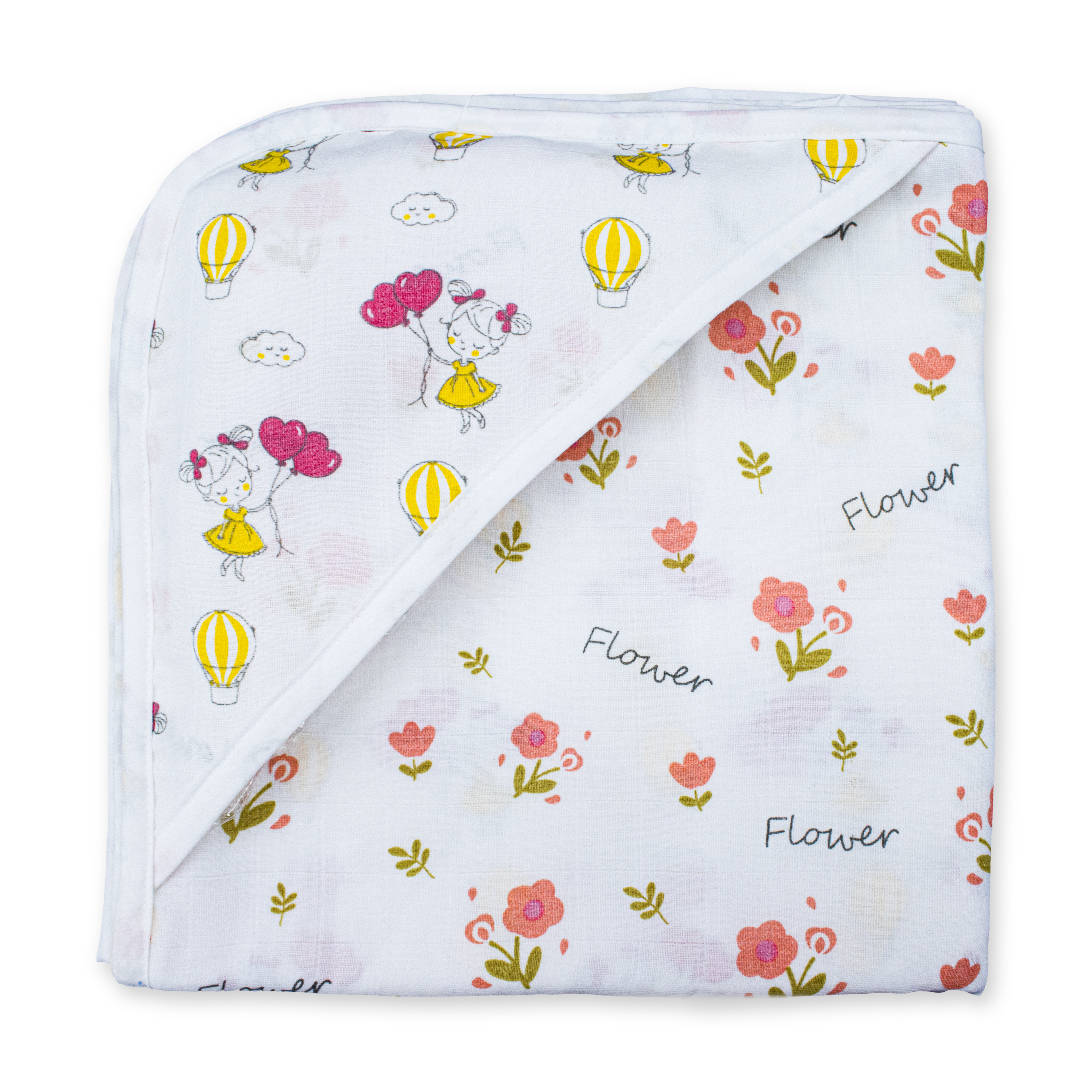 Muslin Baby Hooded Towel 75x75 cm – Ultra Soft Cotton Muslin Newborn Bath Towel with Hood | Lightweight, Breathable & Gentle
