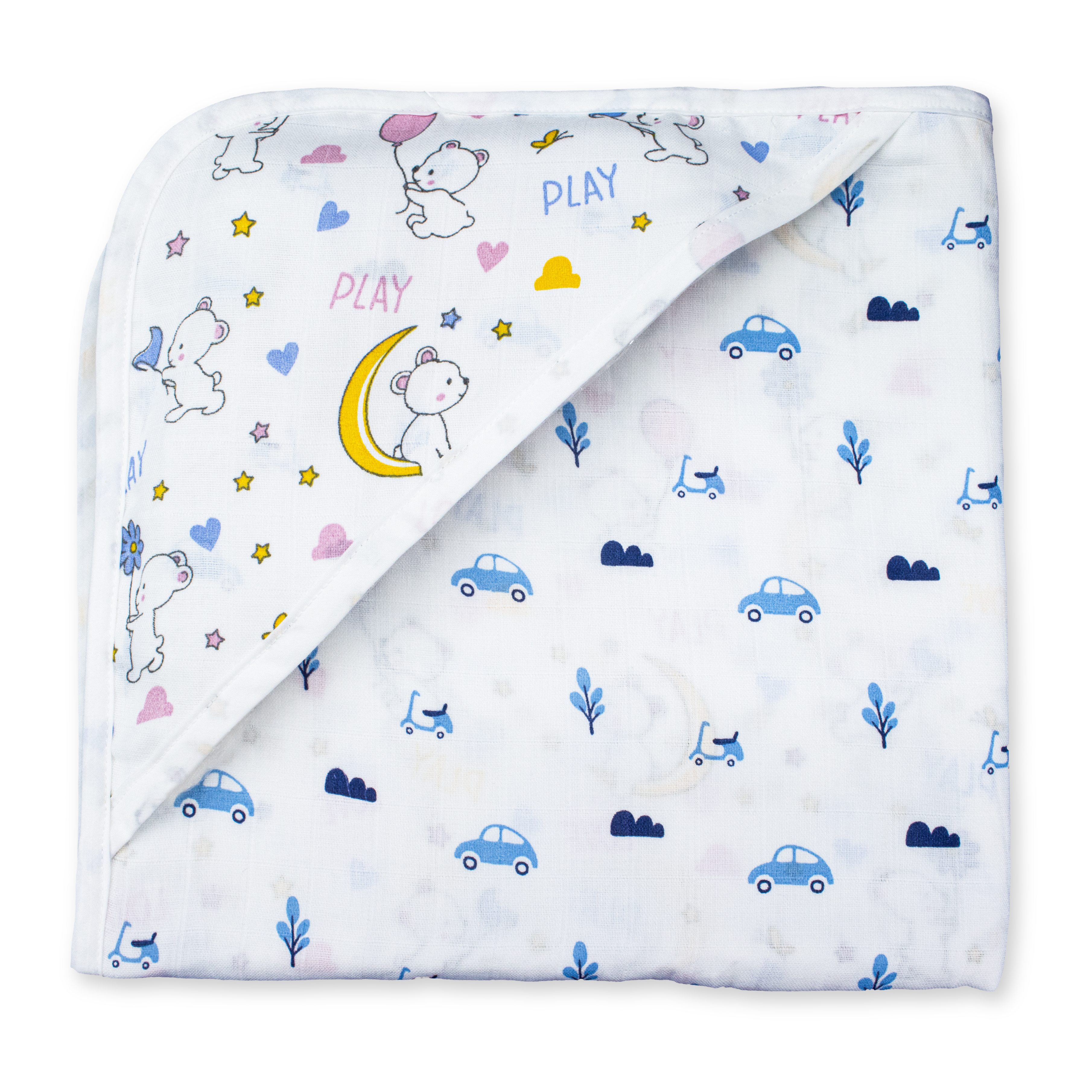 Muslin Baby Hooded Towel 75x75 cm – Ultra Soft Cotton Muslin Newborn Bath Towel with Hood | Lightweight, Breathable & Gentle