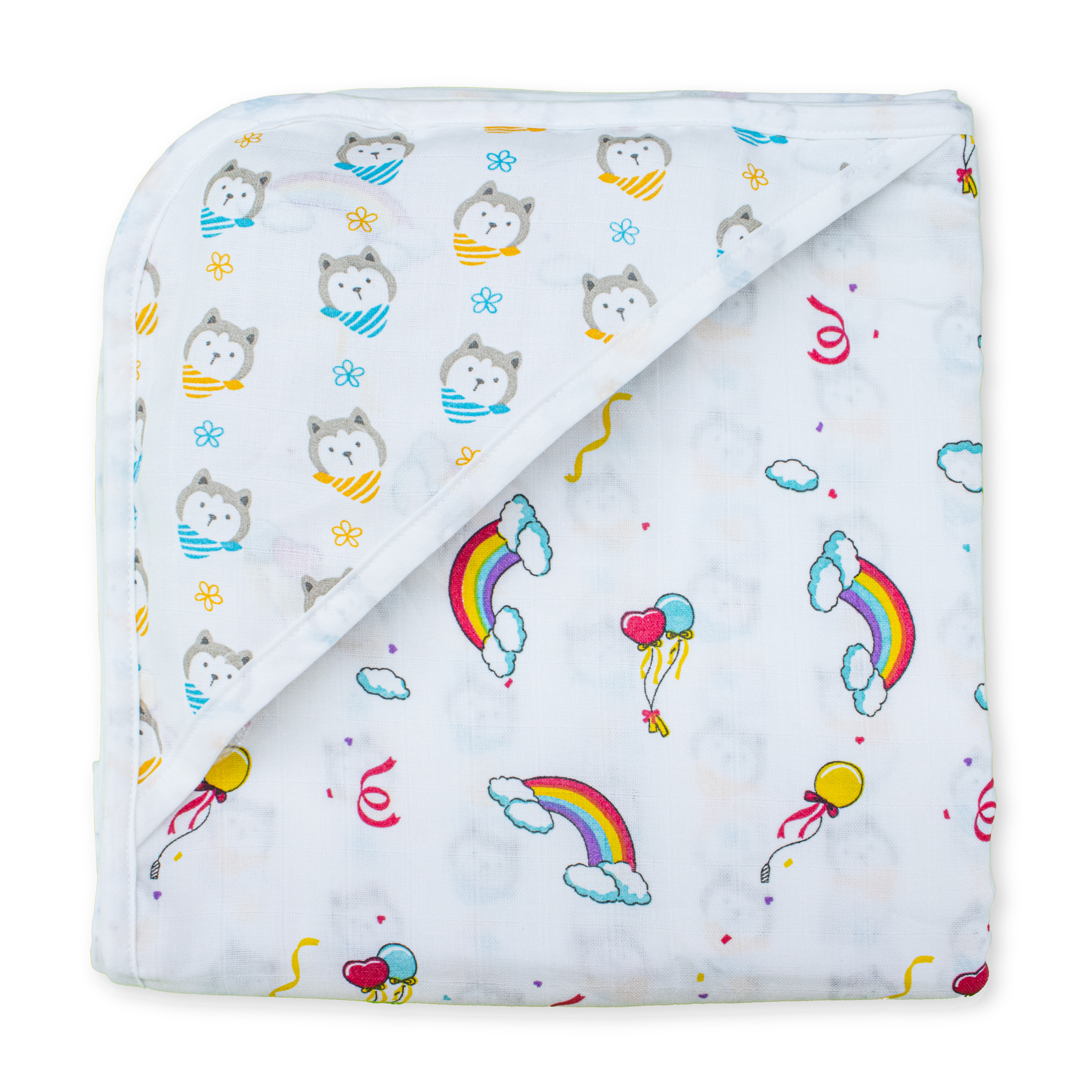 Muslin Baby Hooded Towel 75x75 cm – Ultra Soft Cotton Muslin Newborn Bath Towel with Hood | Lightweight, Breathable & Gentle
