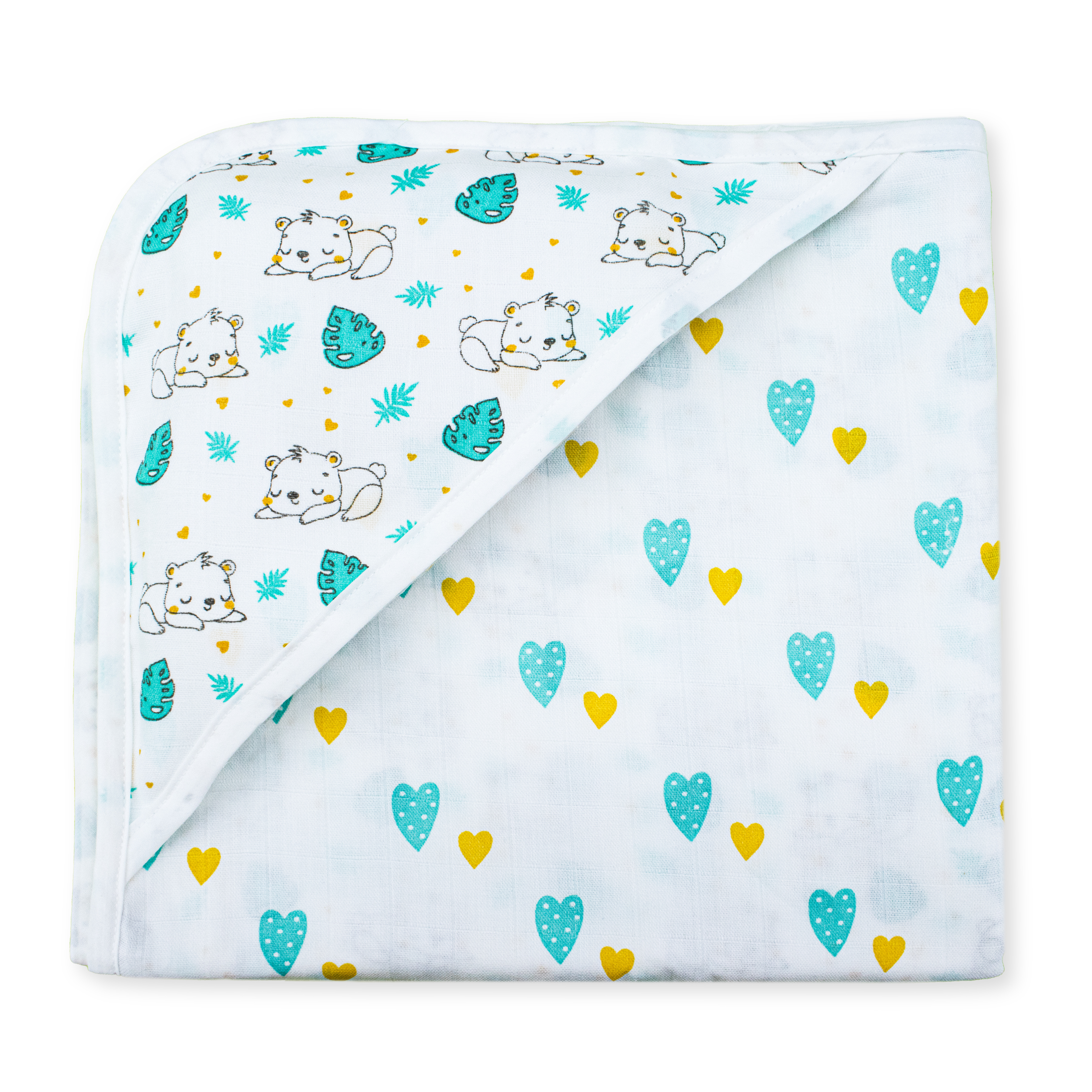 Muslin Baby Hooded Towel 75x75 cm – Ultra Soft Cotton Muslin Newborn Bath Towel with Hood | Lightweight, Breathable & Gentle