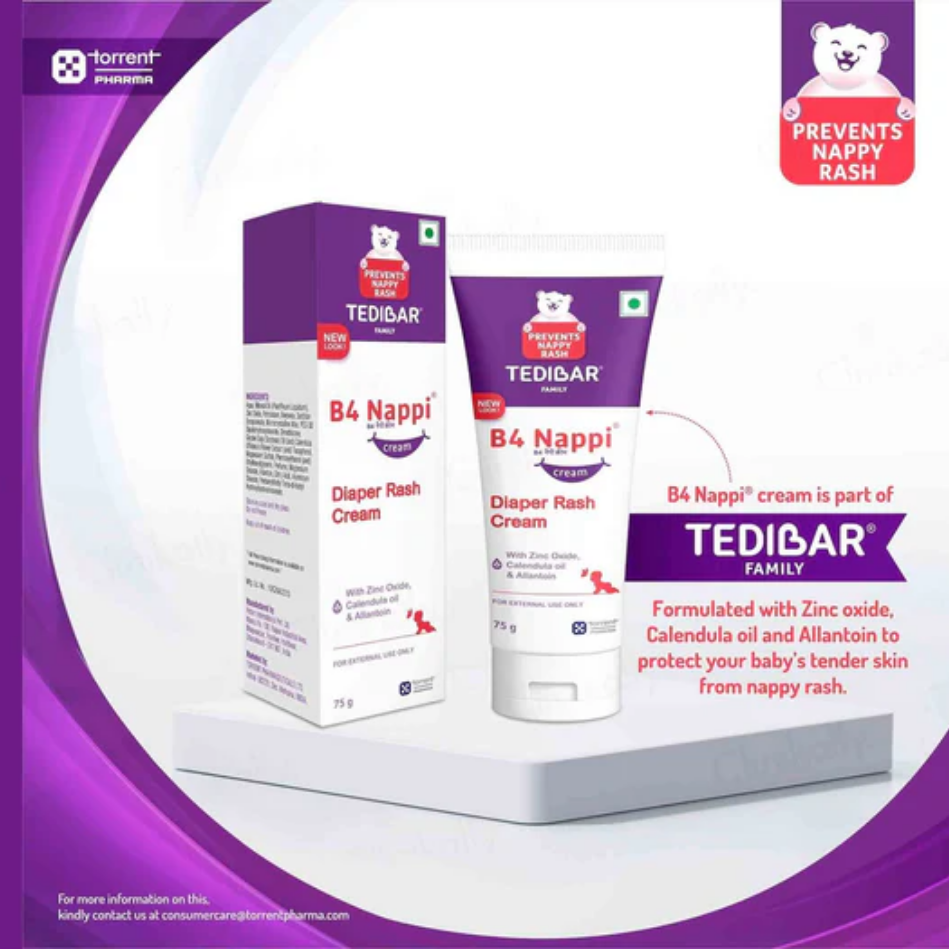 B4 Nappi Diaper Rash Cream | Gentle Protection & Soothing Care for Baby Diaper Rash | Moisturizing & Skin Barrier Cream