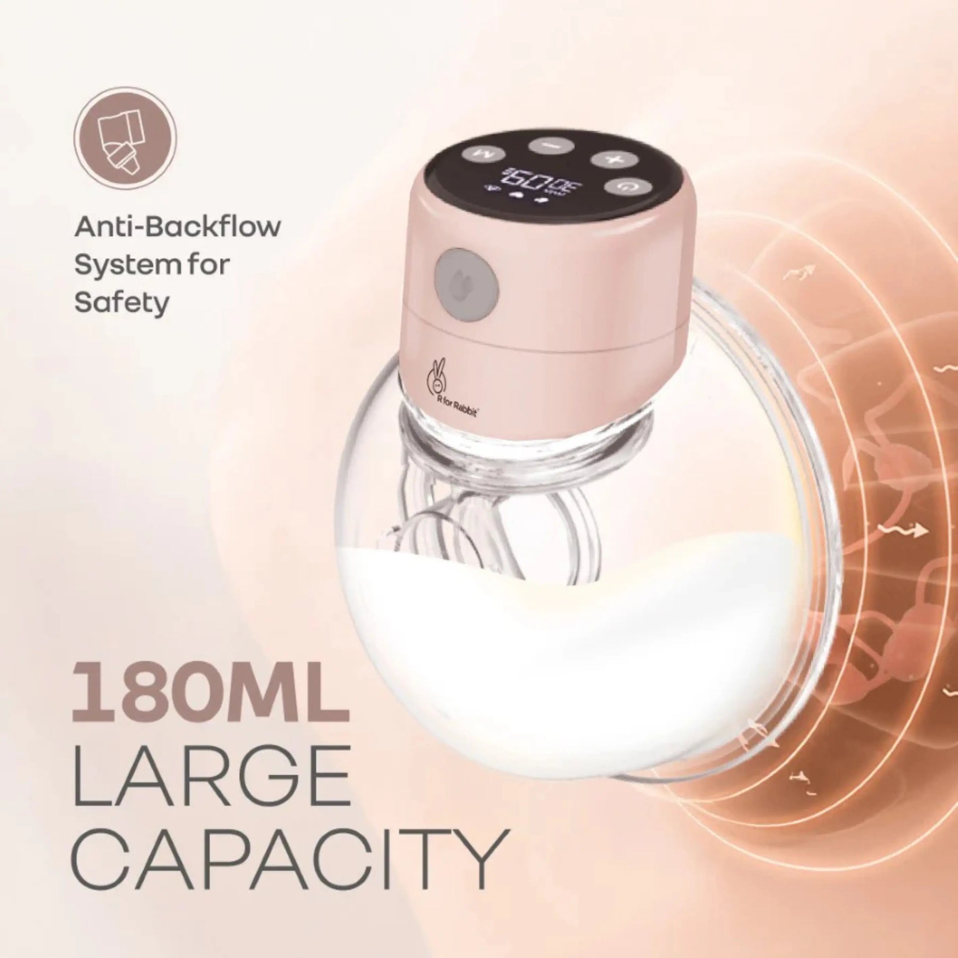 R for Rabbit Lactella Flexi electric Breast Pump single | 3 Modes & 12 Levels | 30 minutes Auto cut mode - Hands-Free & Rechargeable with 180ml Milk Container R for Rabbit