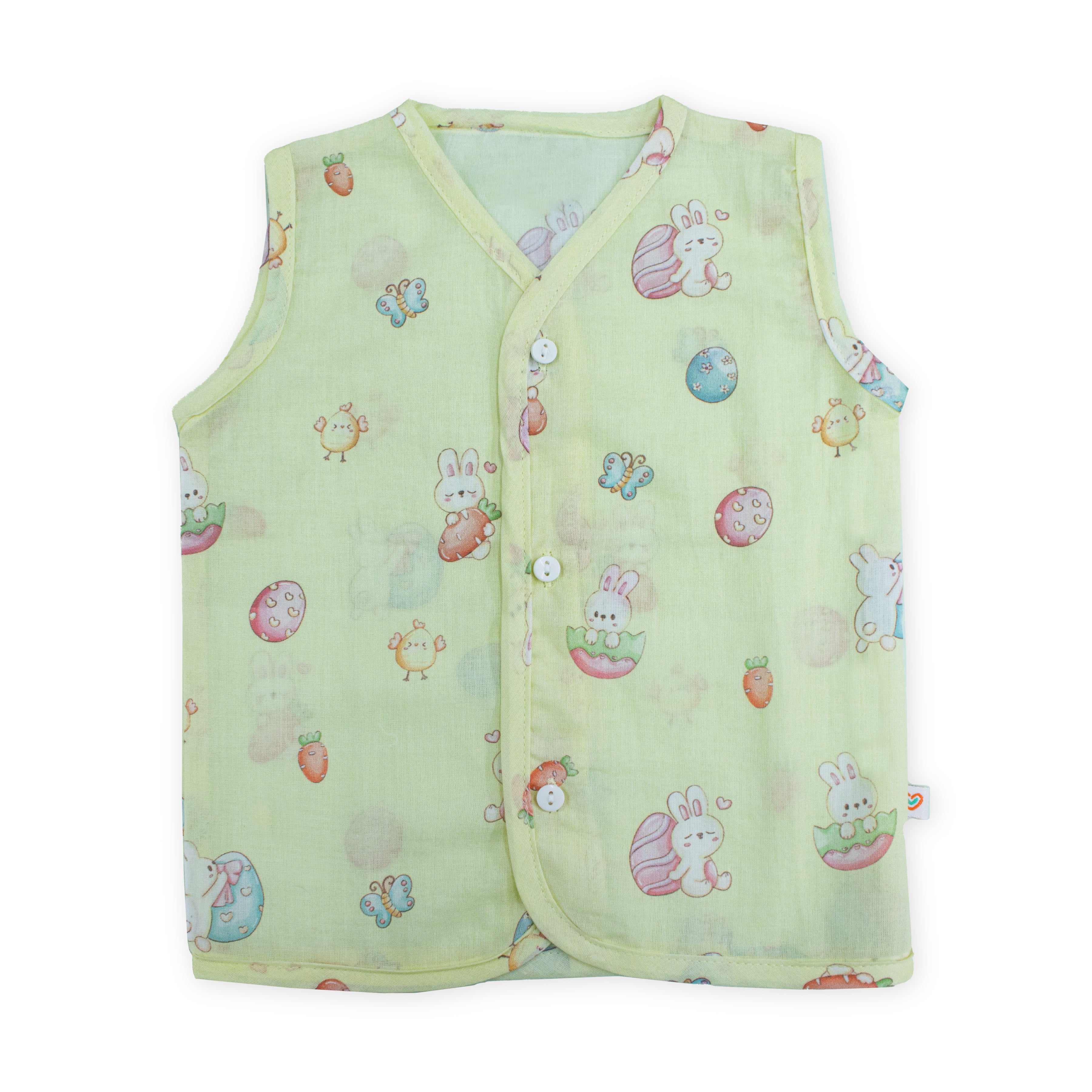 Mul Mul Cotton Front Button Baby Top|Muslin Button Type Jablas for Newborn Babies