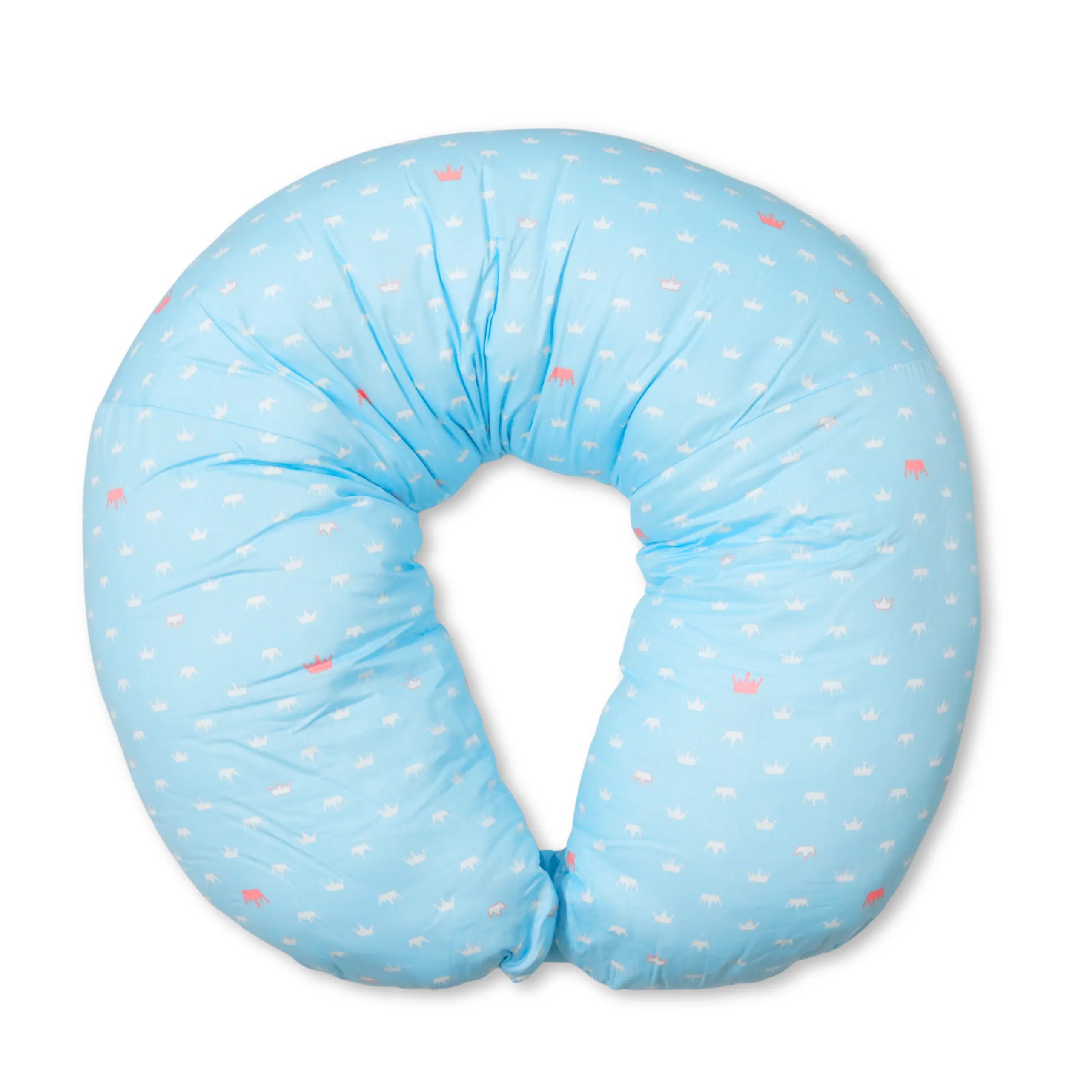 Newborn Nursing Feeding Pillow, Breastfeeding Pillows with Removable Cover, Infant Support for Baby & Mom 100% Organic Cotton - Blue babee D