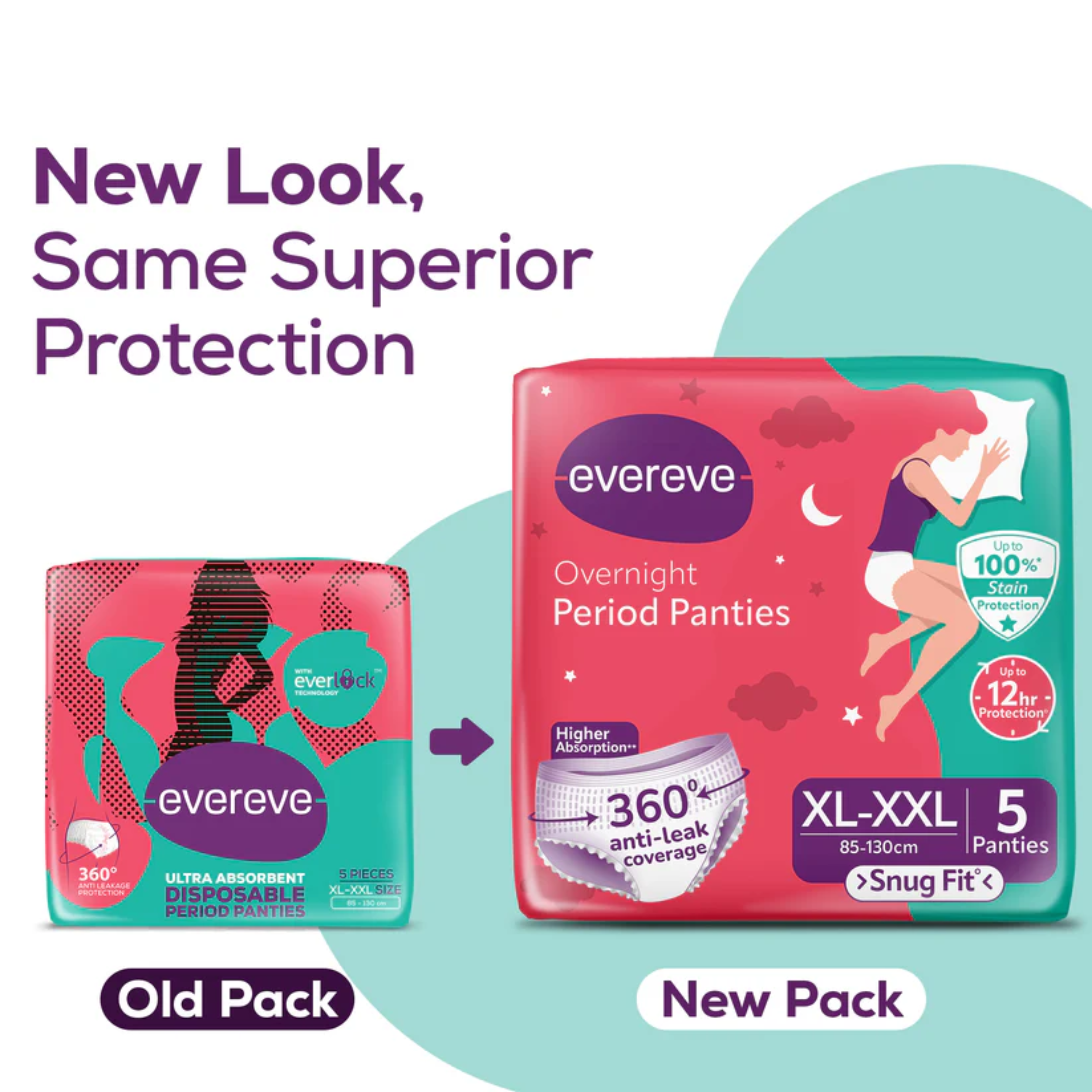 Overnight Period Panties XL-XXL Size (5 Pack) Buy 1 Get 1 | Leakproof Reusable Menstrual Underwear for Heavy Flow and Night Protection