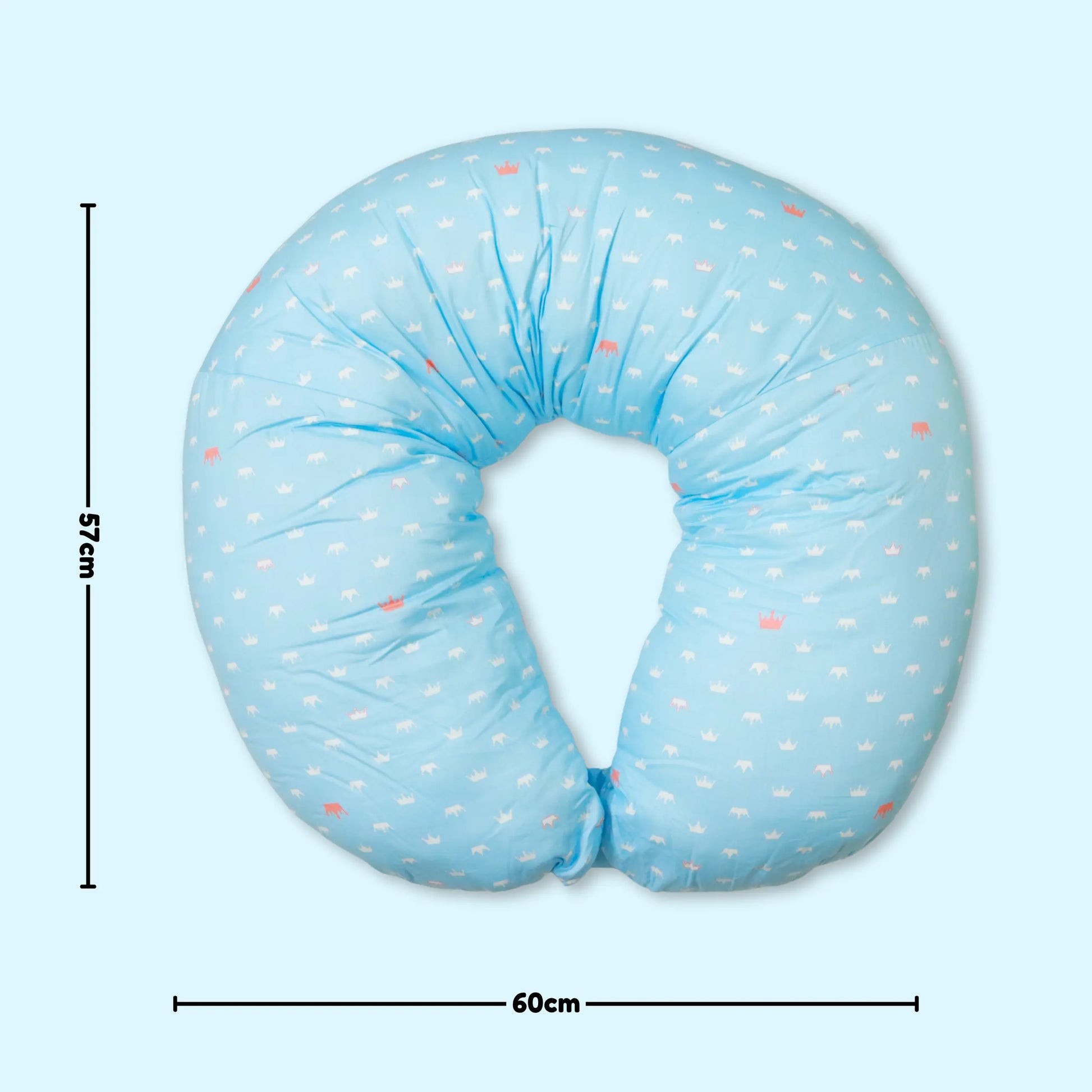 Newborn Nursing Feeding Pillow, Breastfeeding Pillows with Removable Cover, Infant Support for Baby & Mom 100% Organic Cotton - Blue babee D