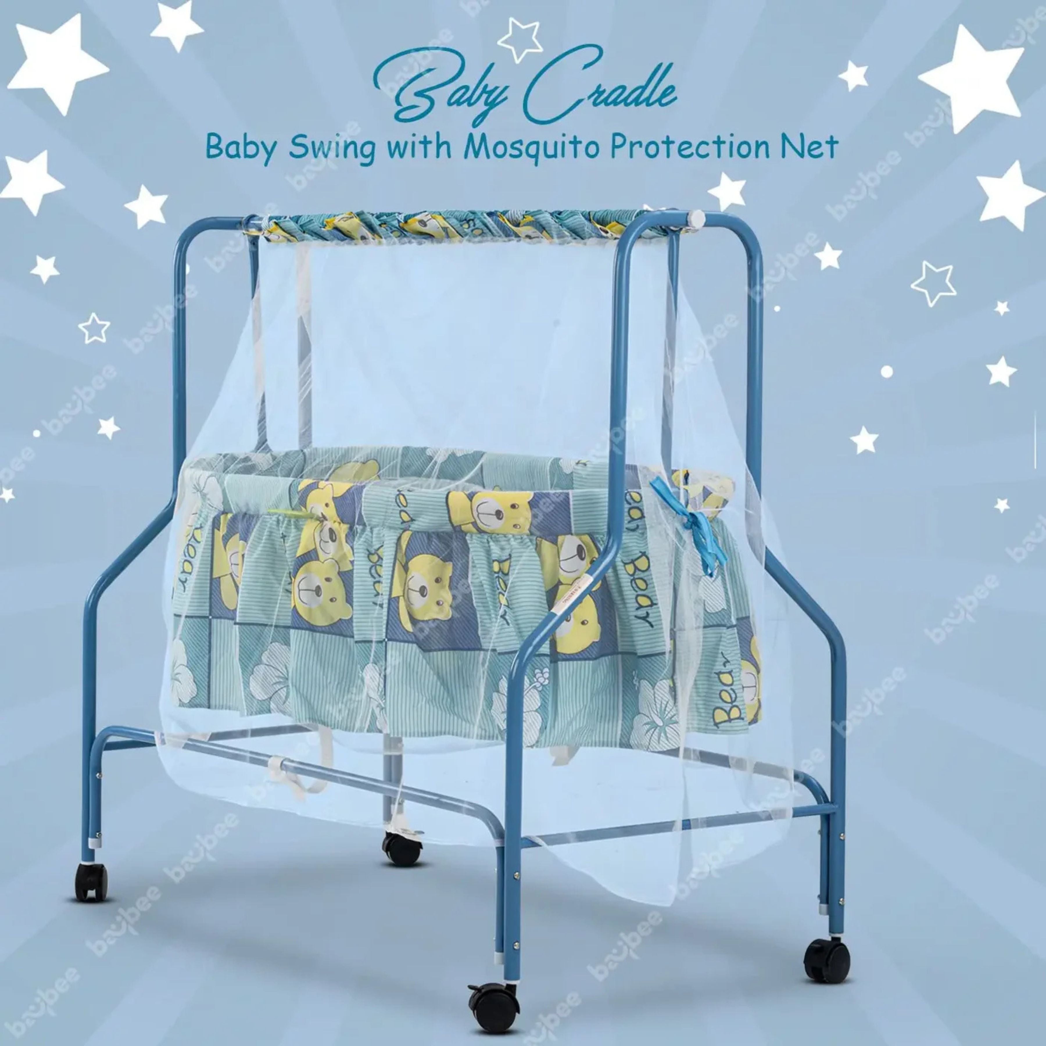 Baybee Enchant Baby Swing Cradle for Baby – Baby Cradle Swing Jhula with Mosquito Net & Wheels | Newborn to 12 Months