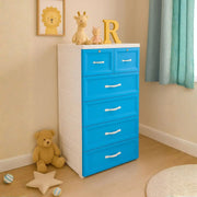 Blue Colour Kids Wardrobe / Storage Cabinet / Portable Almirah with Drawers & Convertible (Material Plastic) babee D