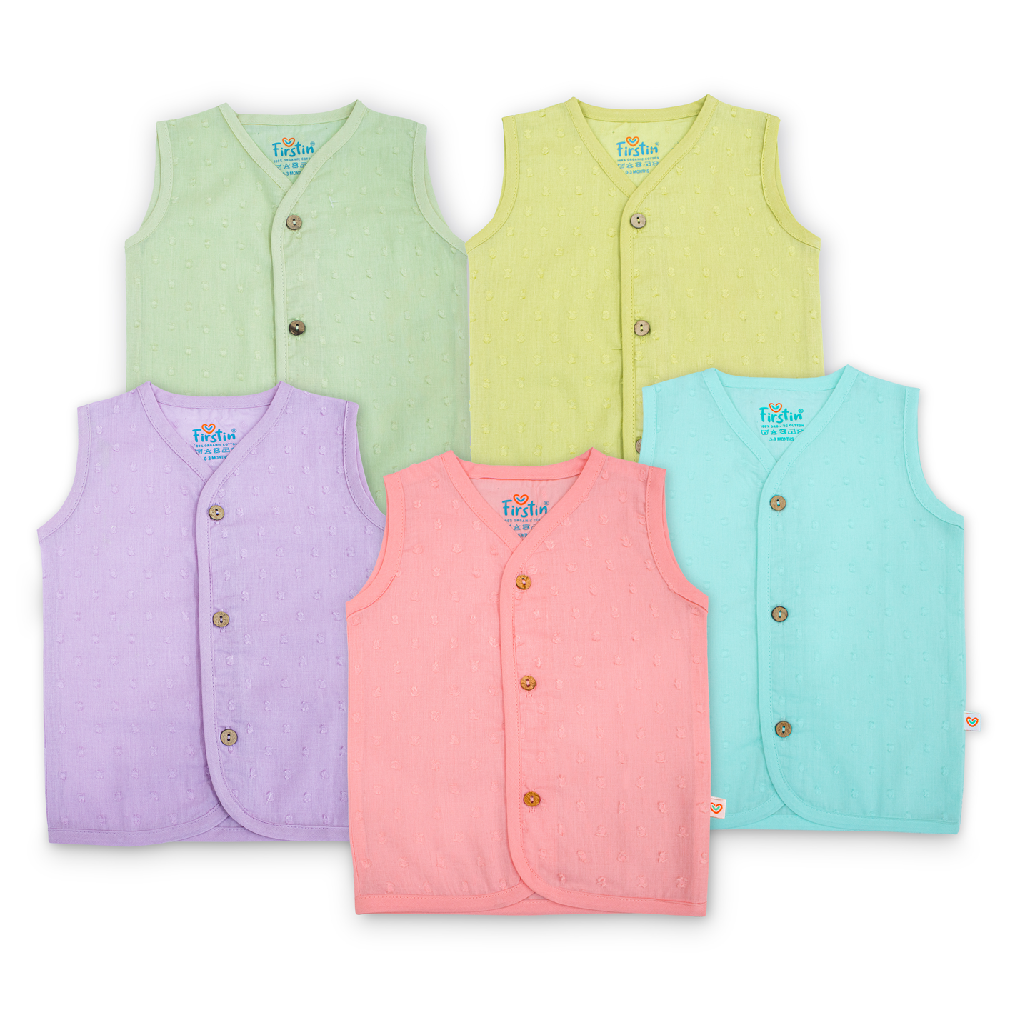 Muslin Button Type Jablas for Newborn Babies – Soft Breathable Front Button Baby Tops (Combo of 5)