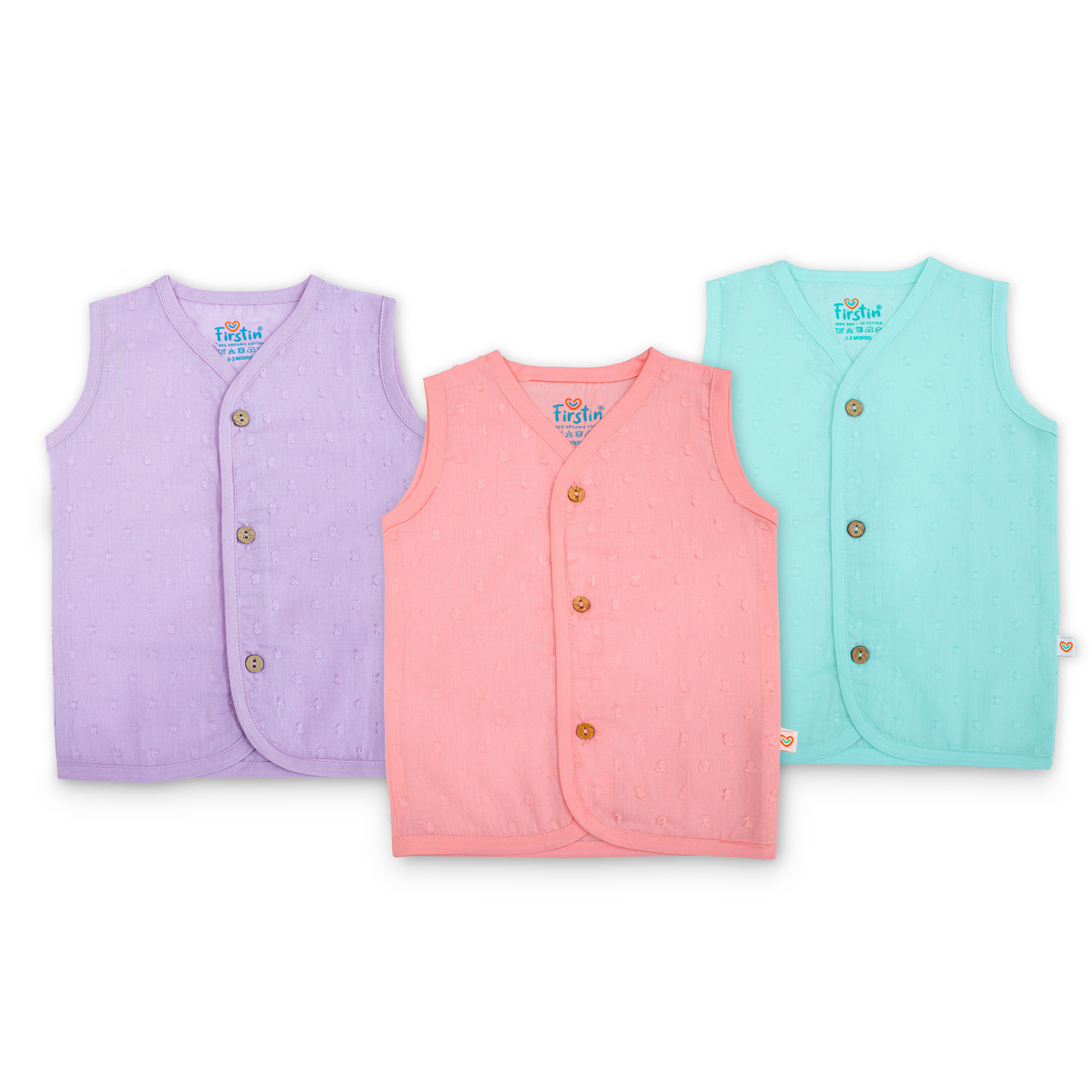 Muslin Button Type Jablas for Newborn Babies – Soft Breathable Front Button Baby Tops (Combo of 3)