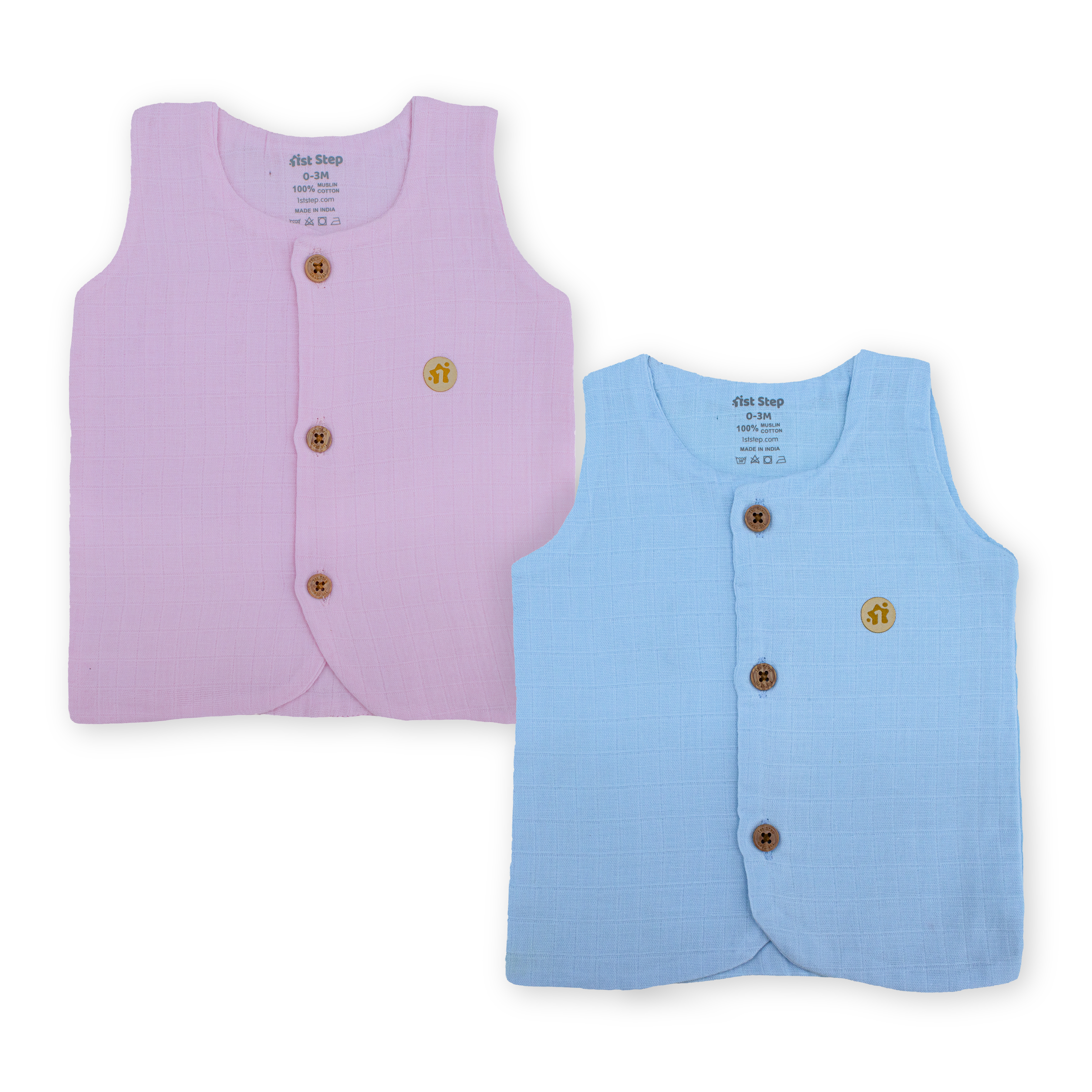 4 Layer Muslin Button Type Jablas for Babies – Ultra Soft Front Button Baby Tops (Combo of 2)