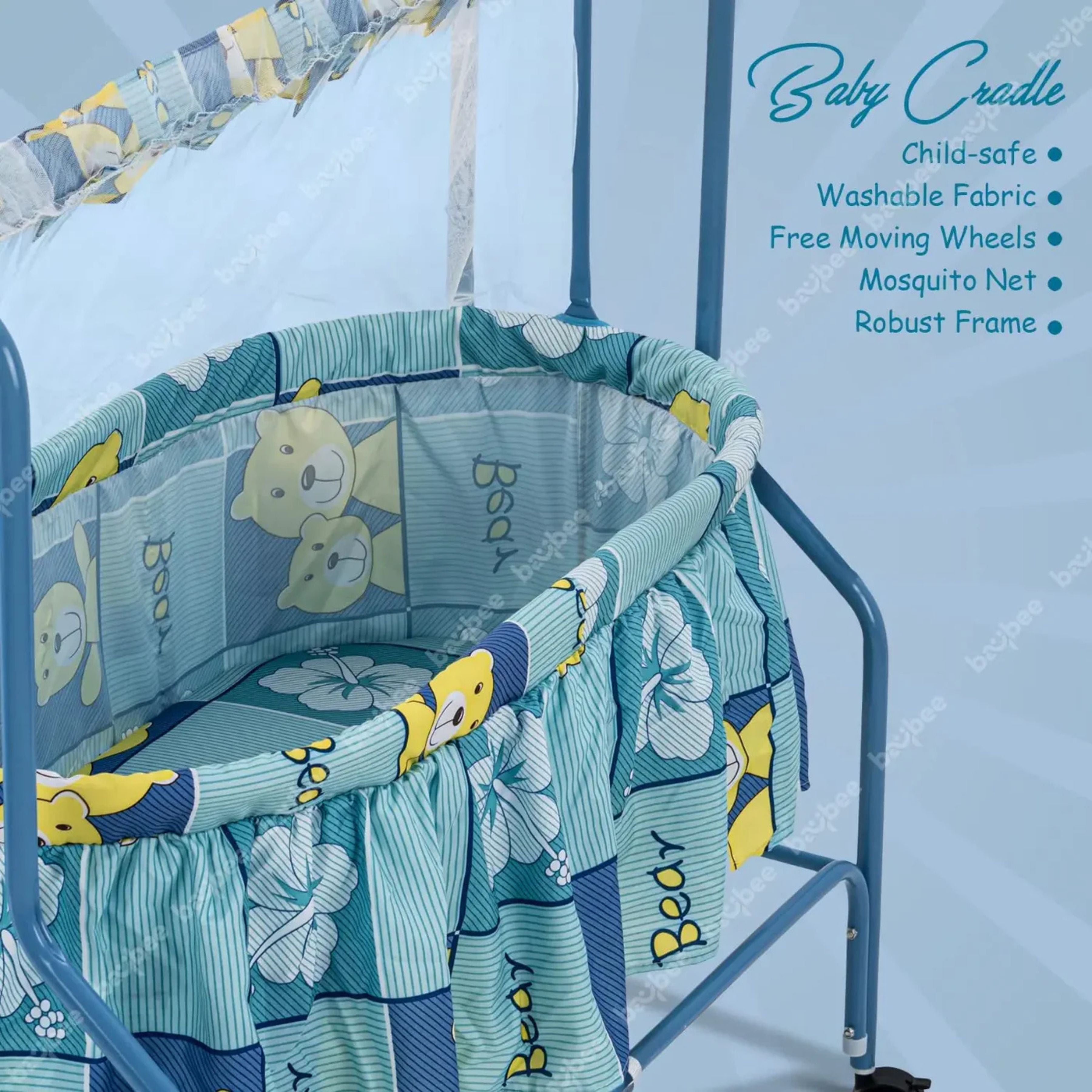 Baybee Enchant Baby Swing Cradle for Baby – Baby Cradle Swing Jhula with Mosquito Net & Wheels | Newborn to 12 Months