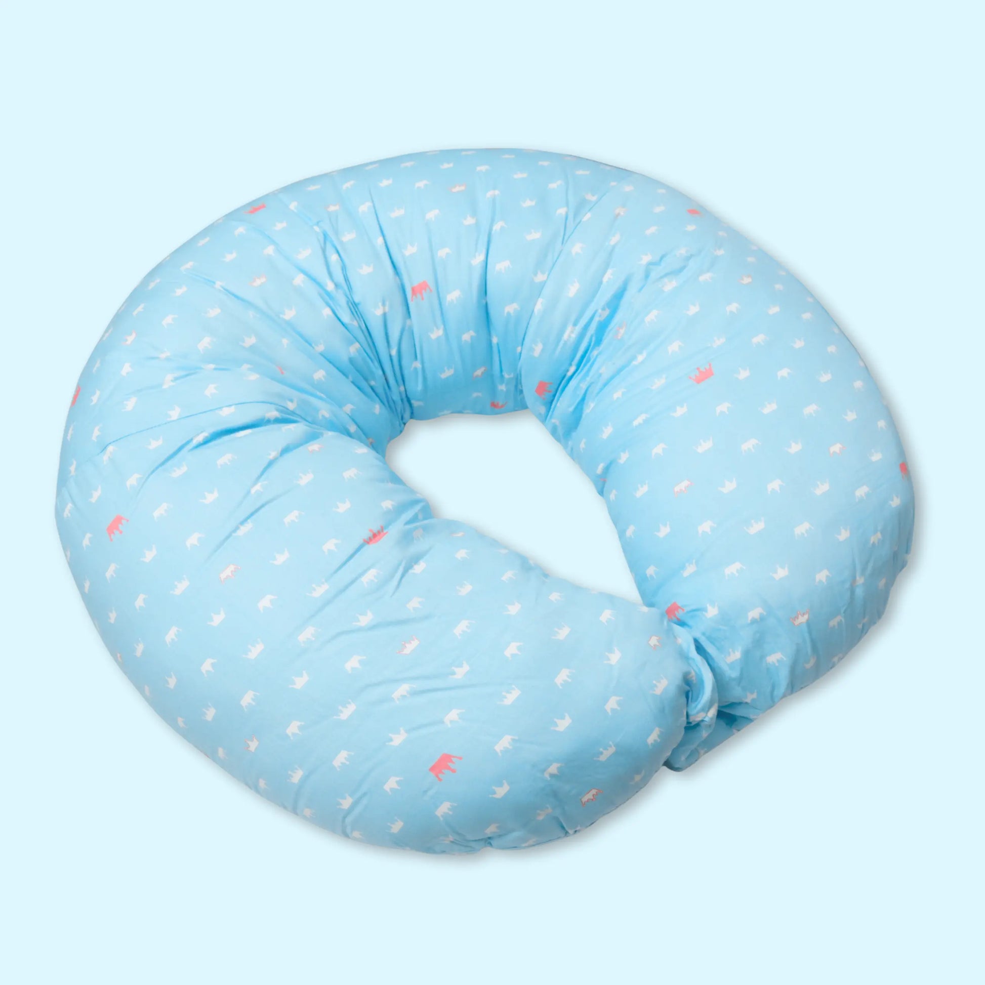 Newborn Nursing Feeding Pillow, Breastfeeding Pillows with Removable Cover, Infant Support for Baby & Mom 100% Organic Cotton - Blue babee D