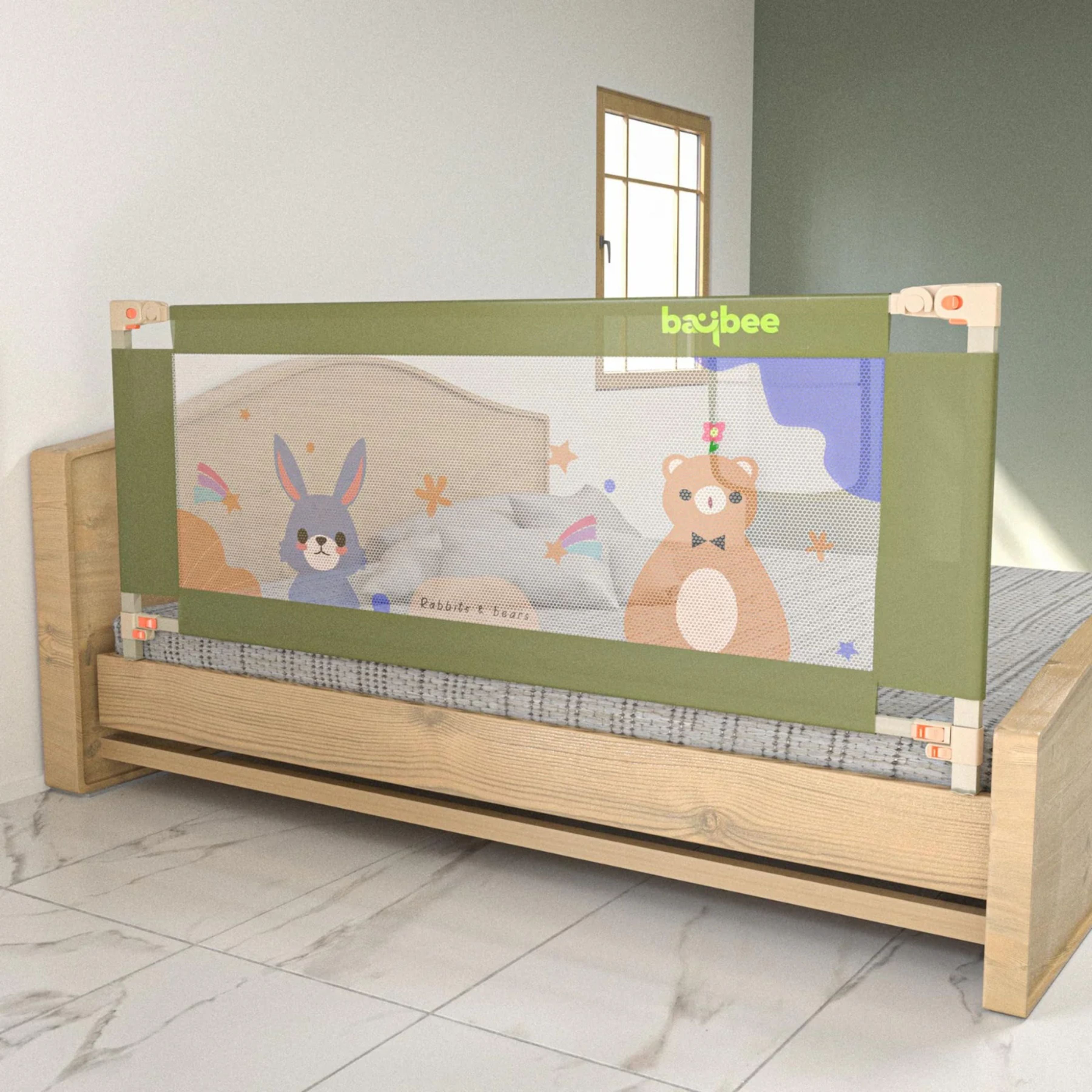 Baby Bed Rail Guard Foldable & Portable Safety Protector (200 x 80 cm) – Toddler Bed Safety Guard with Breathable Mesh, Strong Frame & Easy Installation for Kids