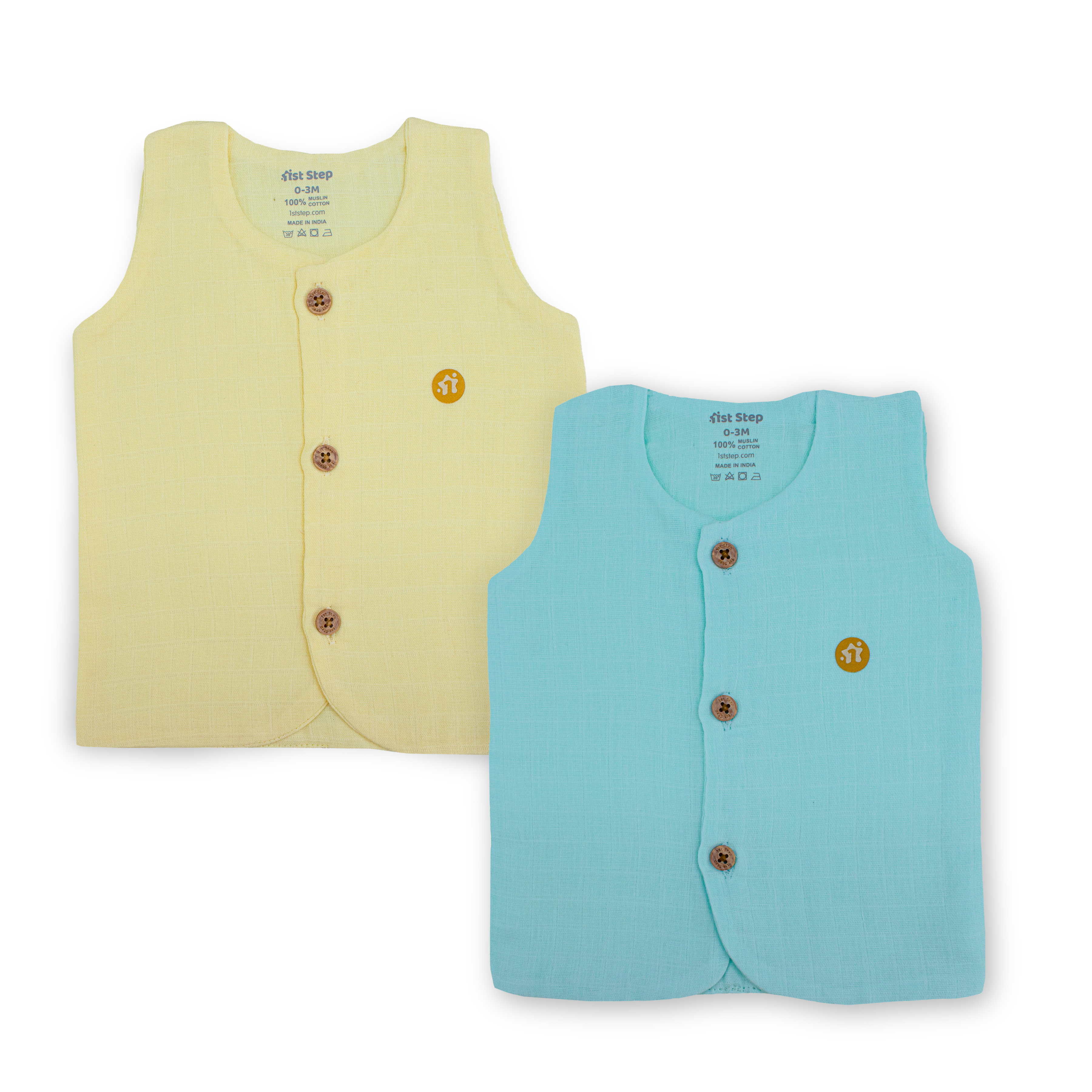 4 Layer Muslin Button Type Jablas for Babies – Ultra Soft Front Button Baby Tops (Combo of 2)