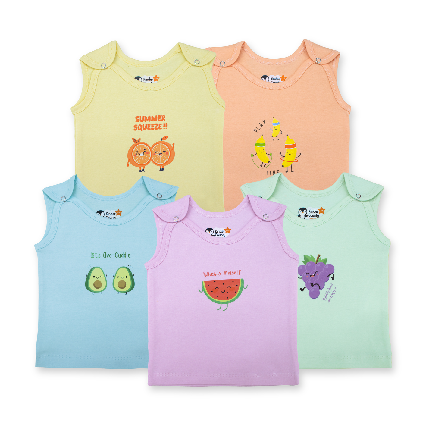Front Button Baby Jabla Set of 5 | Soft Breathable Cotton Muslin Newborn Tops | Button Type Baby Clothing (Combo of 5)