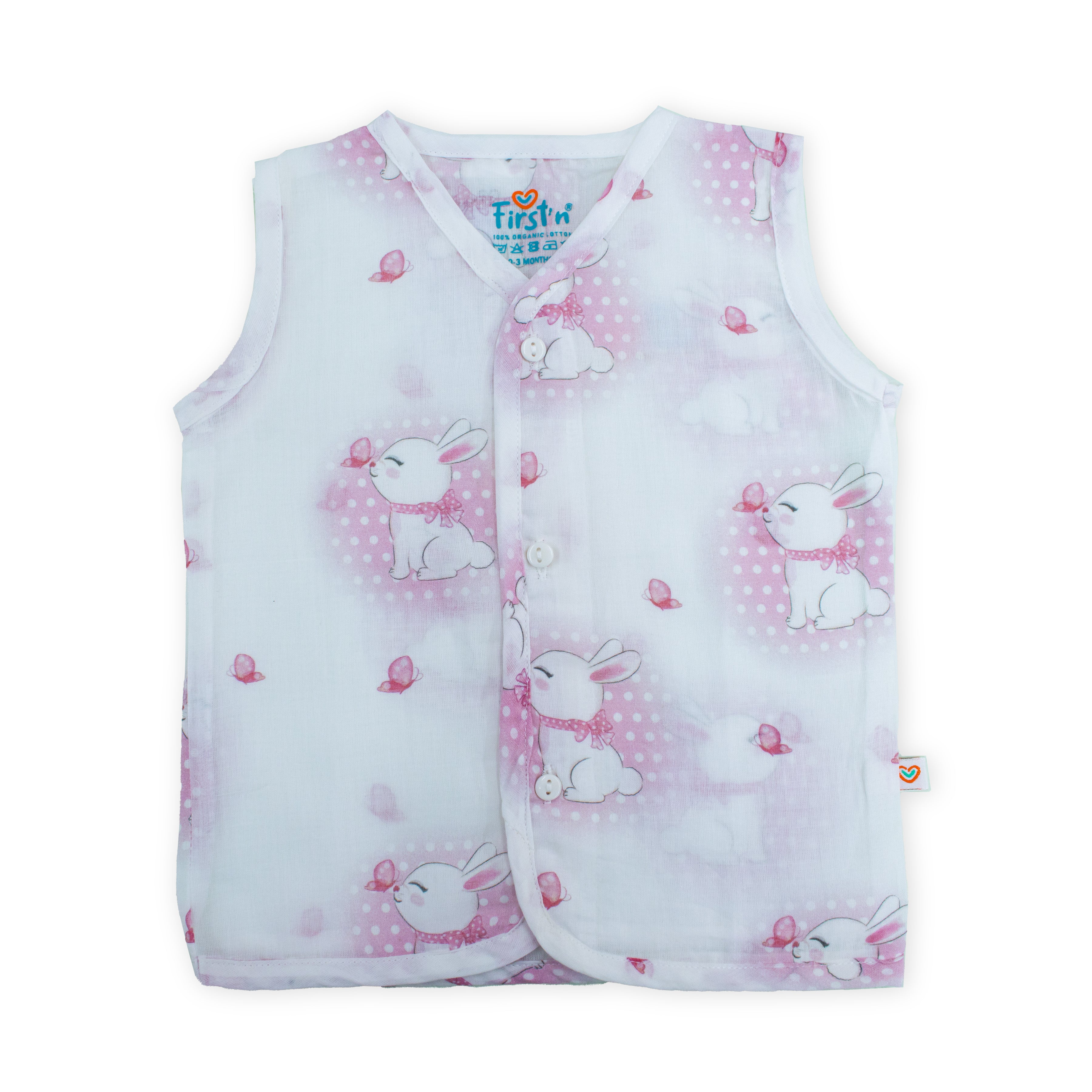 Mul Mul Cotton Front Button Baby Top|Muslin Button Type Jablas for Newborn Babies