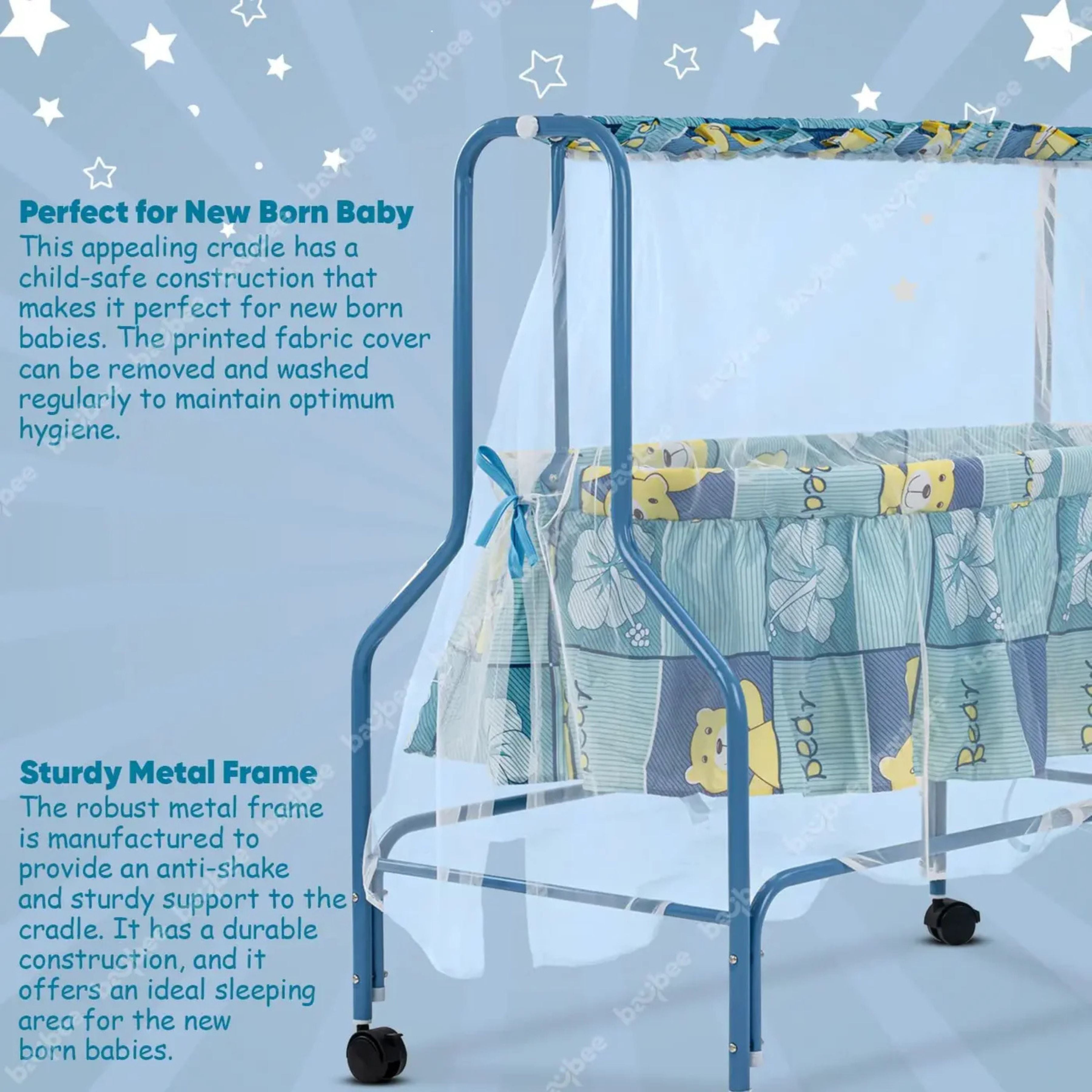 Baybee Enchant Baby Swing Cradle for Baby – Baby Cradle Swing Jhula with Mosquito Net & Wheels | Newborn to 12 Months