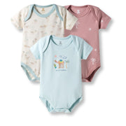 I Bears Interlock Knit Half Sleeves Onesies Combo Pack of 3 | Soft Cotton Baby Bodysuit for Newborns & Infants | Comfortable Daily Wear