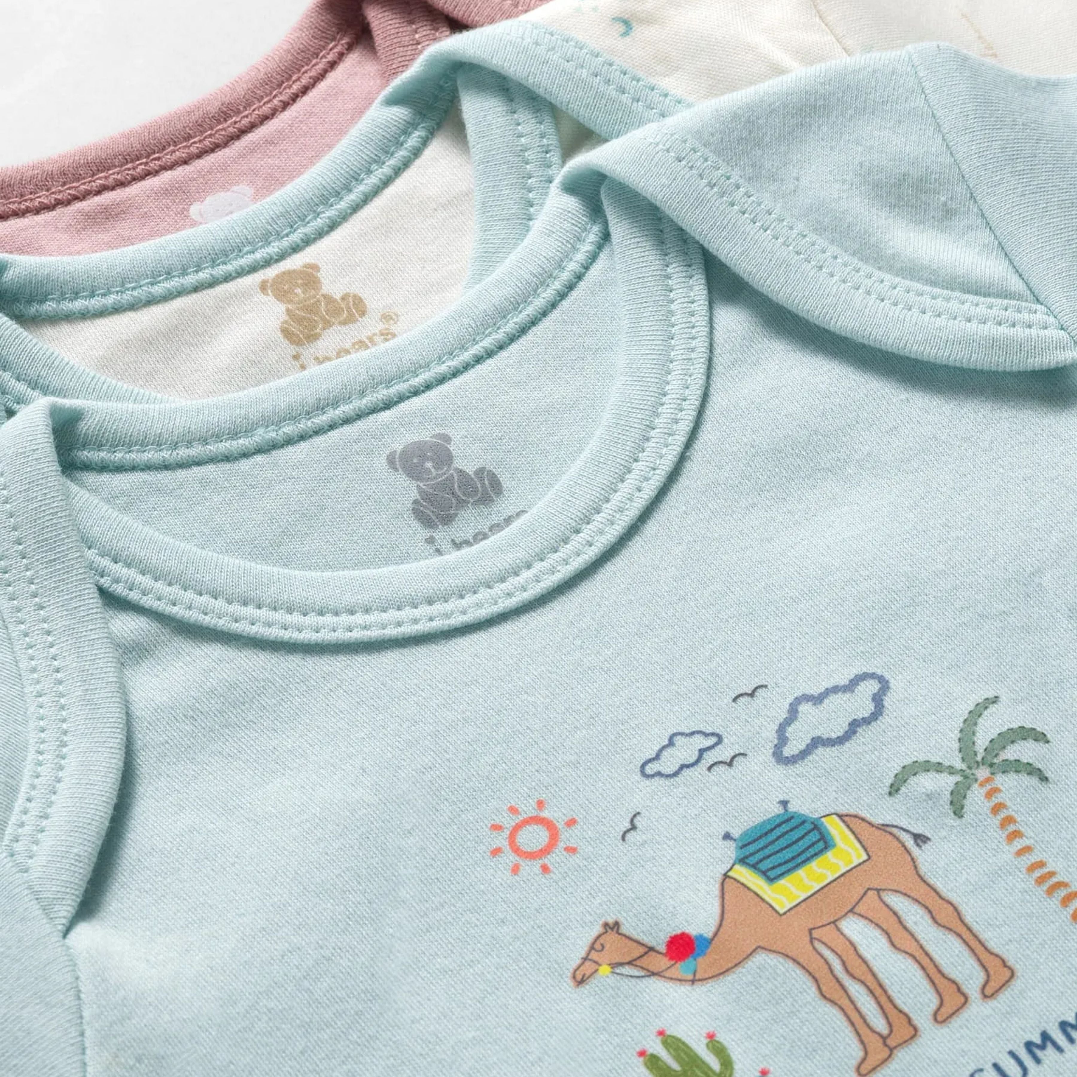 I Bears Interlock Knit Half Sleeves Onesies Combo Pack of 3 | Soft Cotton Baby Bodysuit for Newborns & Infants | Comfortable Daily Wear