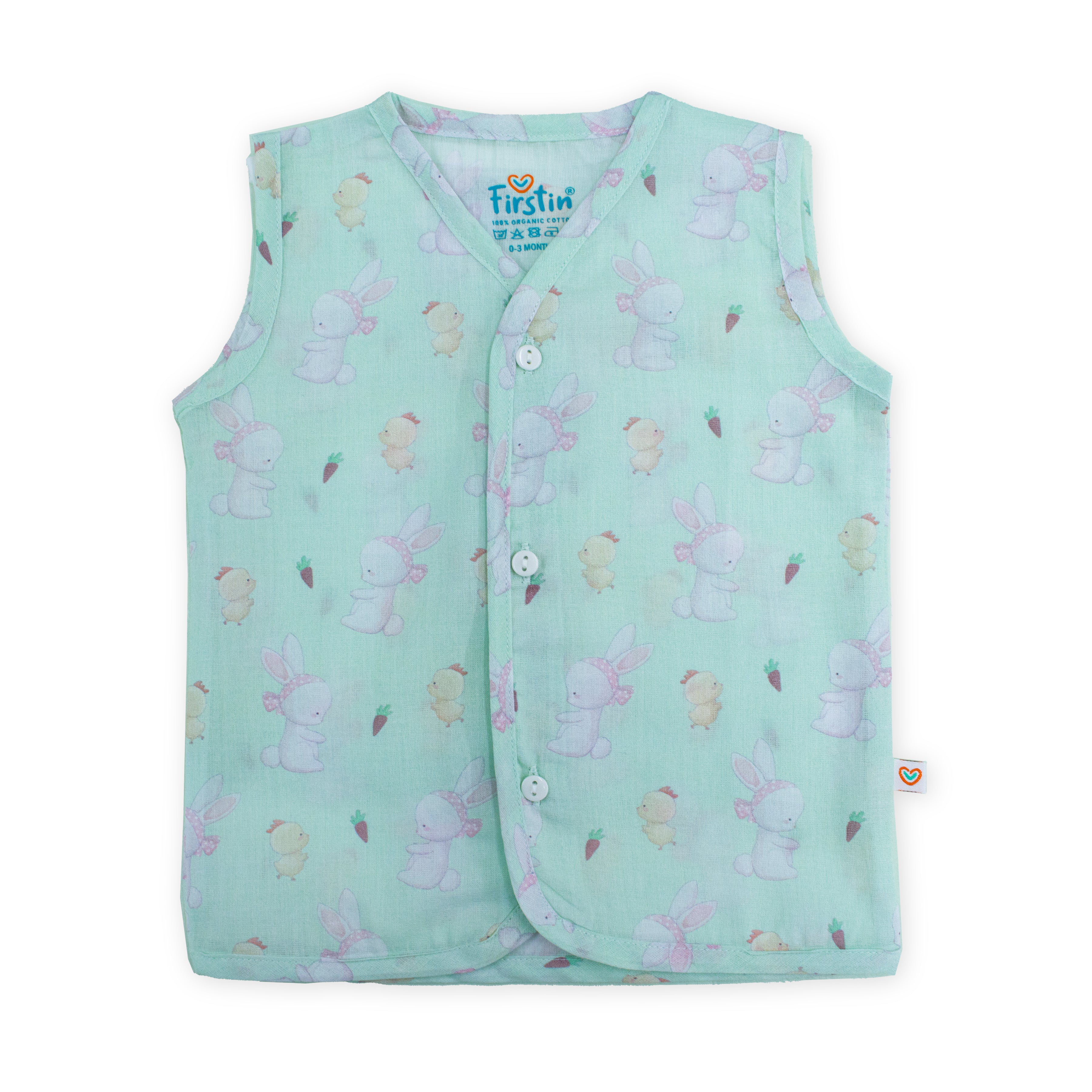 Mul Mul Cotton Front Button Baby Top |Muslin Button Type Jablas for Newborn Babies