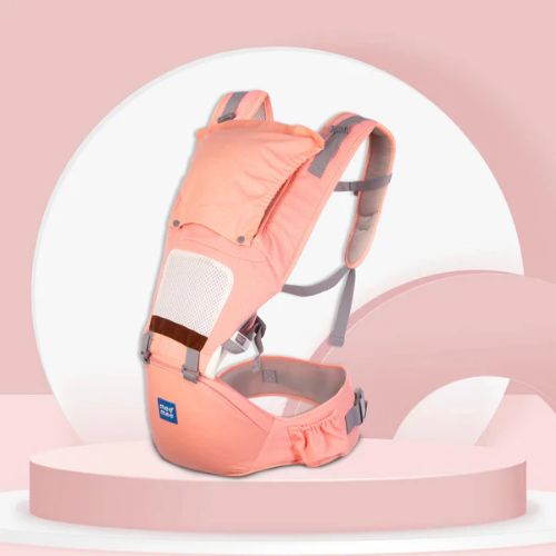 8-in-1 Ergonomic Baby Carrier with Detachable Hip Seat | Convertible Soft Kangaroo Carrier with Lumbar Support | Adjustable Waist Belt | 9–48 Months | Up to 16 kg | Pink