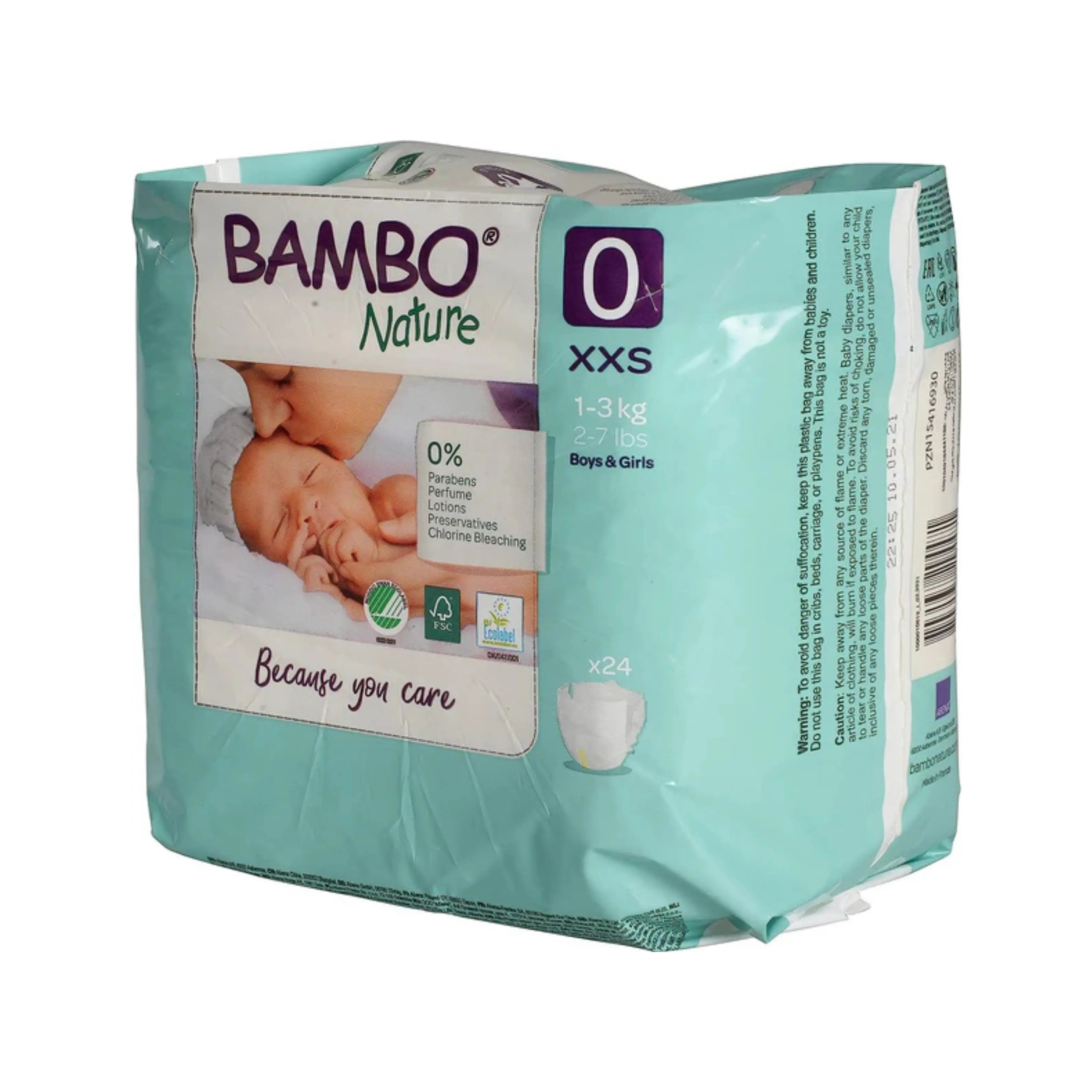 Bambo Nature Monthly Box - Skin Friendly Tape Style Diapers (size - 0) - XXS ( Pack Of 6 ) Bambo Nature