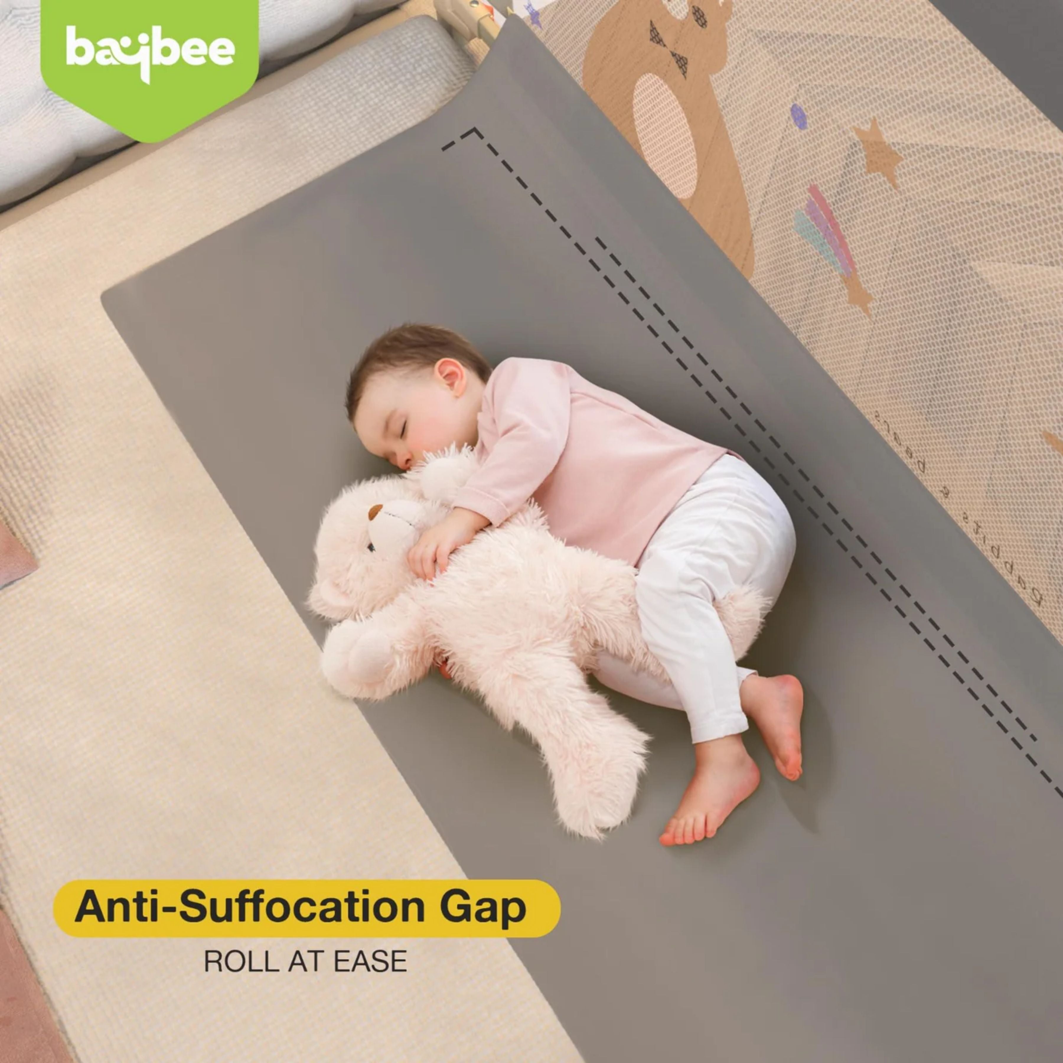 Baby Bed Rail Guard for Toddlers Safety (180 x 80 cm) – Foldable Bed Safety Guard with Breathable Mesh, Strong Frame & Easy Installation for Kids Protection