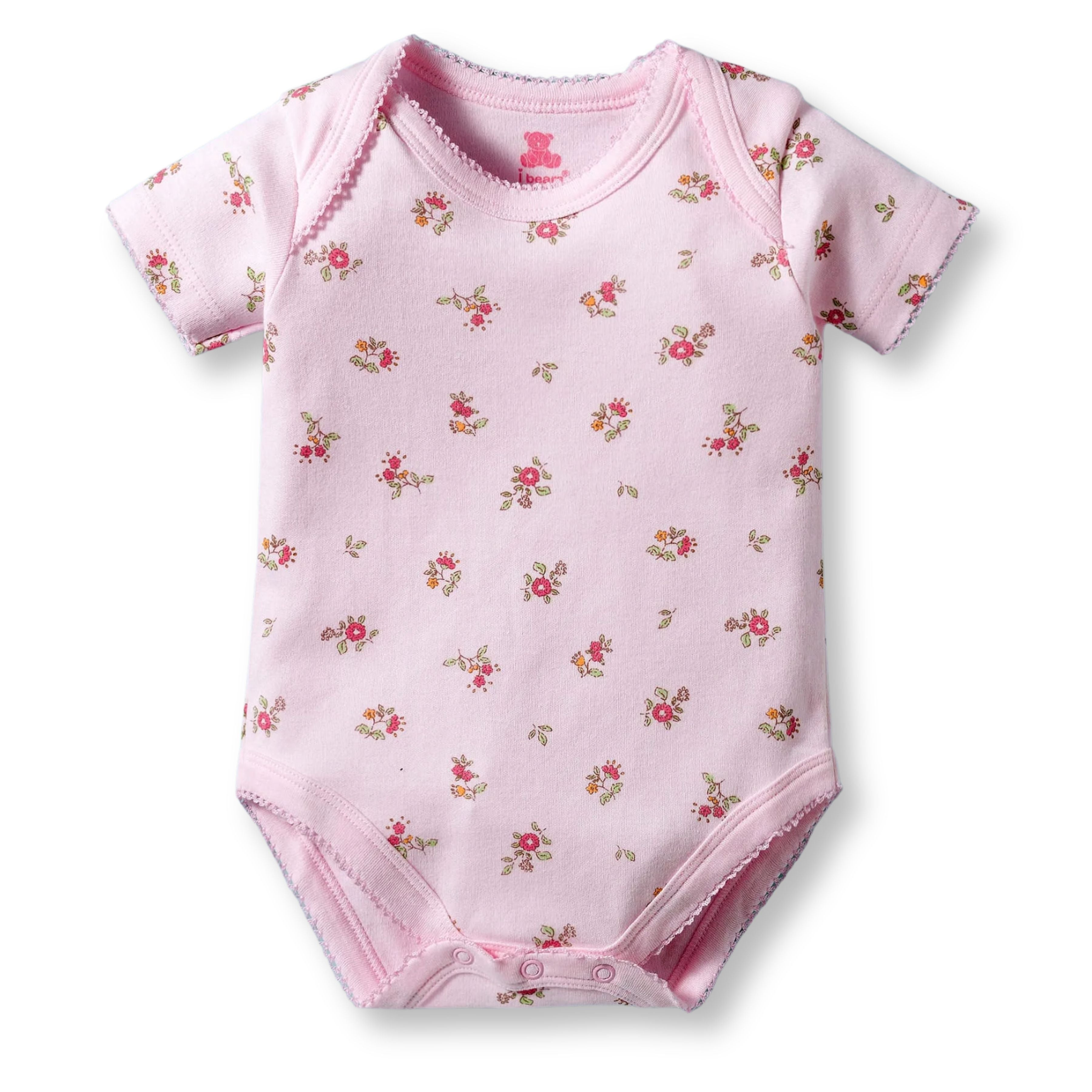 I Bears Interlock Knit Half Sleeves Onesies Combo Pack of 3 | Soft Cotton Baby Bodysuit for Newborns & Infants | Comfortable Daily Wear