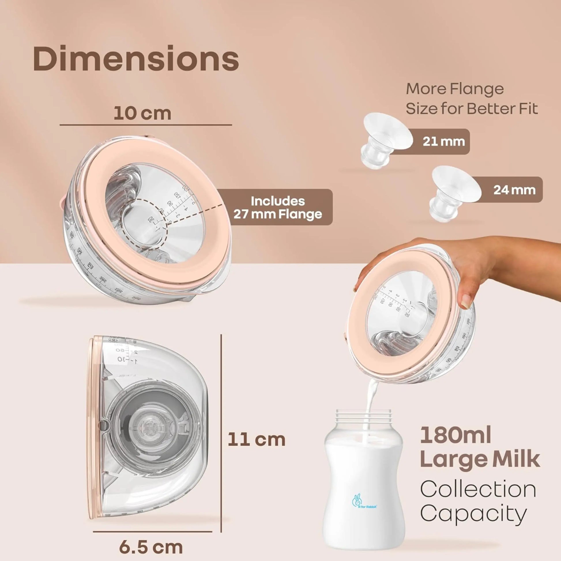 R for Rabbit Lactella Duo Electric Breast Pump Four Modes & Nine Levels of Pumping Anti-Backflow System Rechargeable Lightweight & Portable Milk Pump for Breastfeeding Mothers (Peach) R for Rabbit